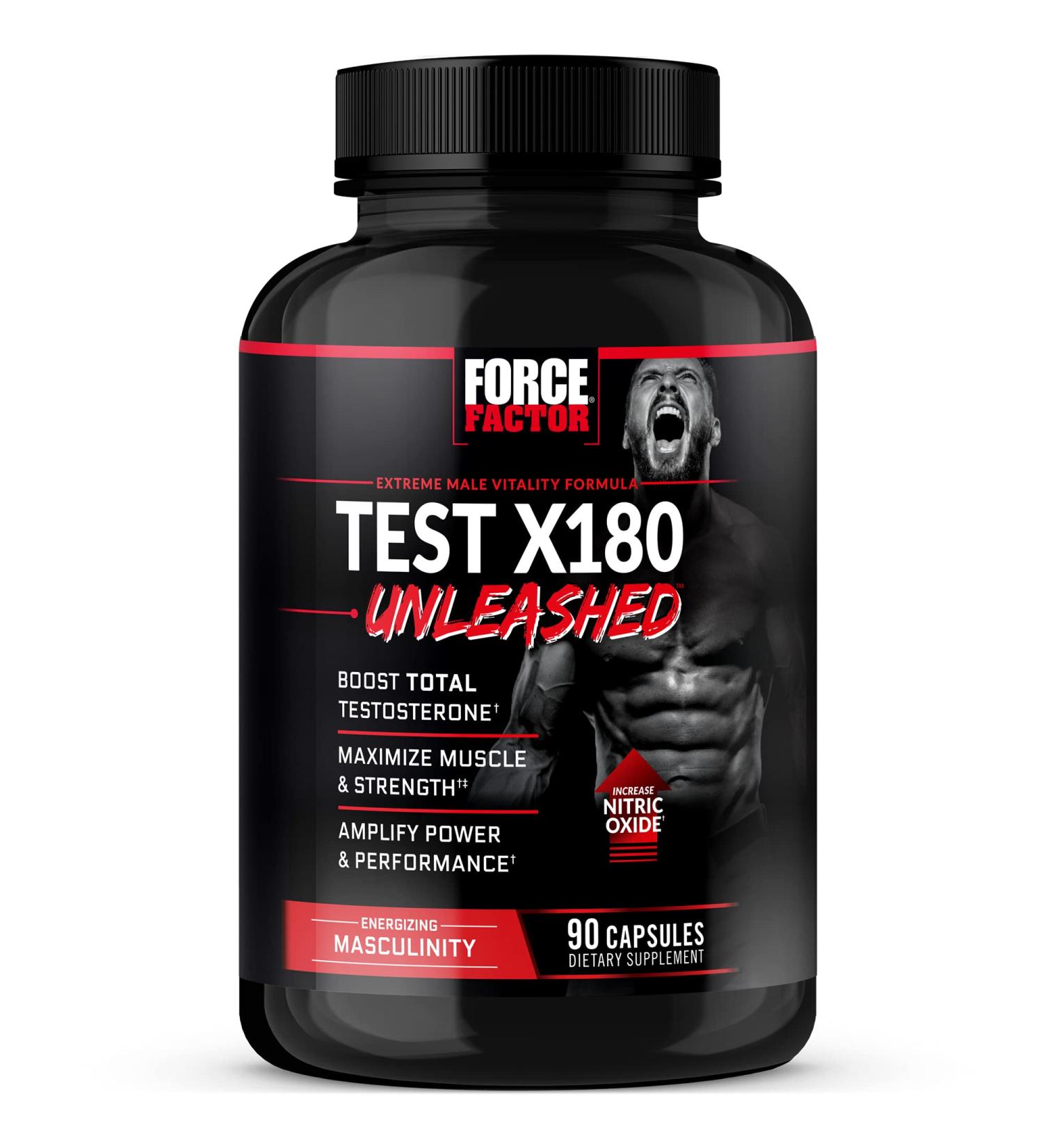 FORCE FACTOR Test X180 Unleashed - Top Testosterone Booster for Muscle Strength & Performance | 90 Capsules - Buy Online on GoSupps.com