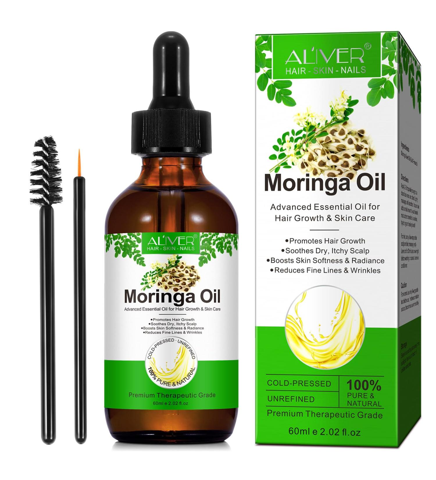 Moringa Oil for Face Hair Scalp & Body Massage Pure Cold Pressed Unrefined Moisturizing & Anti-Aging Hair Growth Nourishing - Buy Online on GoSupps.com