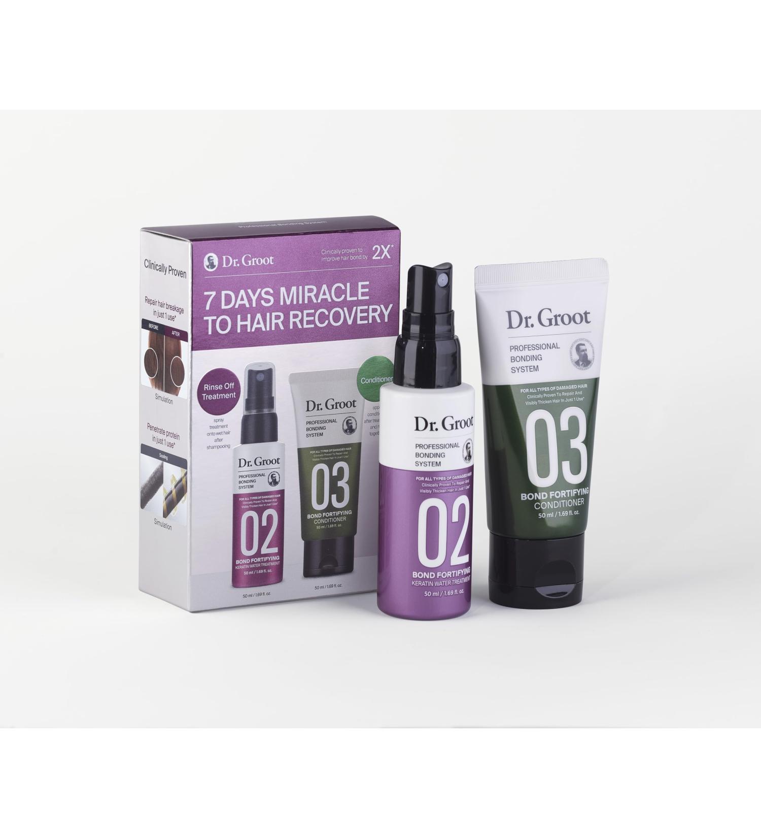 Dr. Groot Professional Bonding System Travel Set | Repair & Strengthen Damaged Hair | TSA Approved Keratin & Conditioner for All Hair Types - Buy Online on GoSupps.com