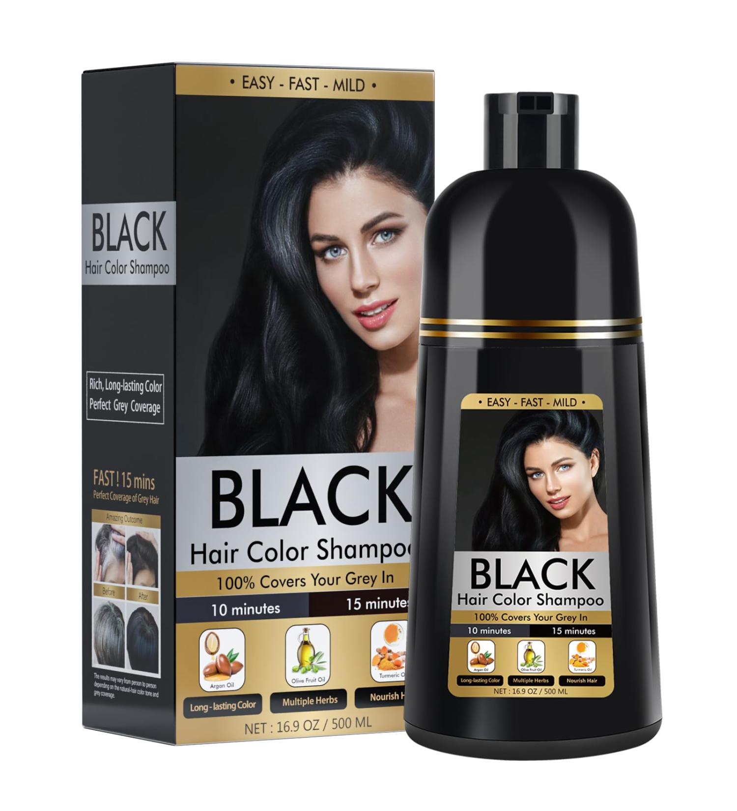  Ingbear Black Hair Dye Shampoo for Grey Hair Instant Shampoo for Men and Women 3 in 1 Shampoo 500ml - Buy Online on GoSupps.com