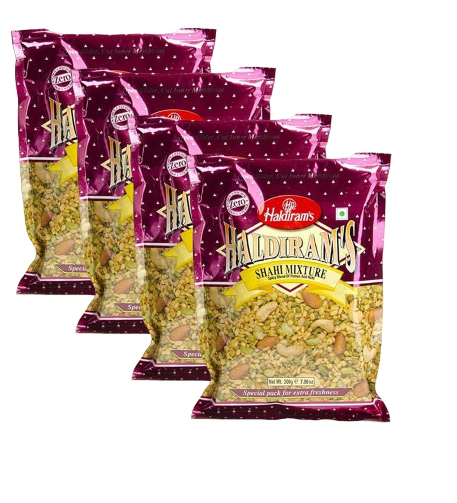 Haldiram s Savory Snacks Easy to Carry Anywhere Crispy Crunchy & Spicy Delicious Indian Namkeen Snacks Made With Authentic Taste Enjoy At Tea Time (Haldiram Shahi Mixture Pack of 4)