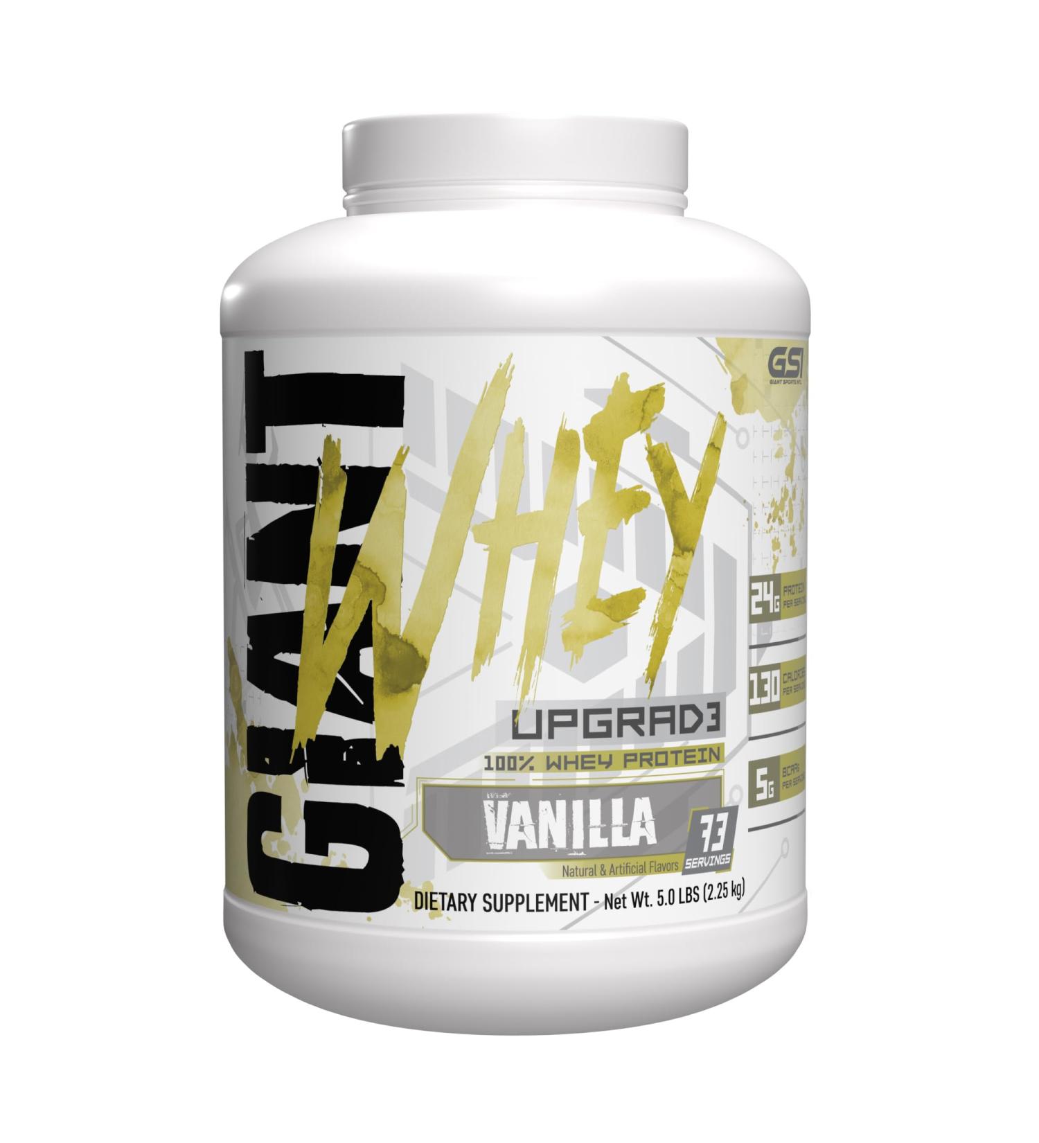 Giant Sports Performance Whey Protein Powder - 100% Whey 24G Protein & 5G BCAAs | Vanilla Ice Cream 5lb - International Shipping Available - Buy Online on GoSupps.com