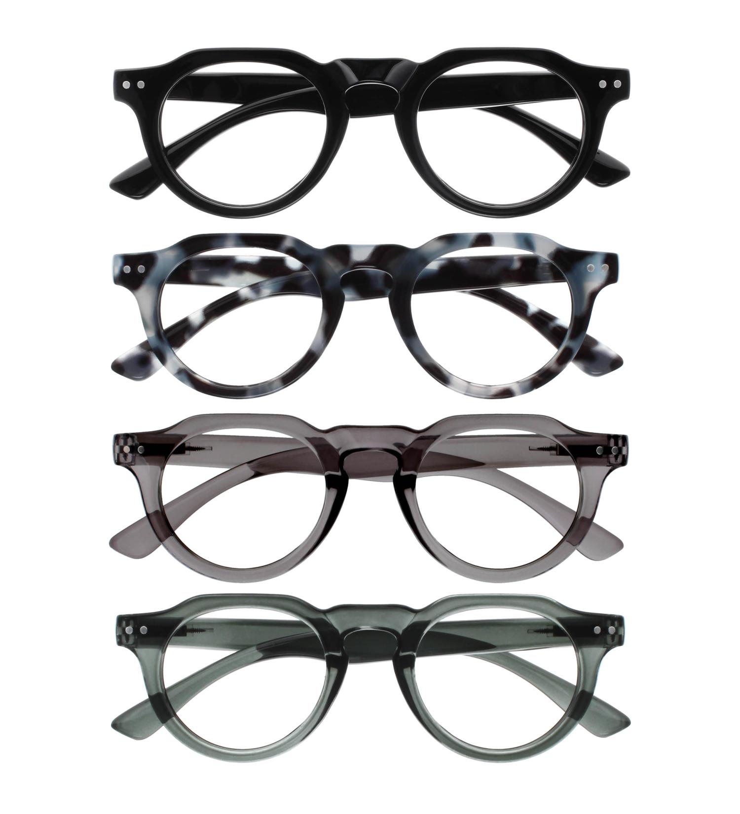 Buy Opulize Rio Reading Glasses - Blue Light Filter Spring Hinges +3.50 Magnification Stylish Glossy Black & Blue Tortoise - Unisex Design for Comfortable Reading - Buy Online on GoSupps.com