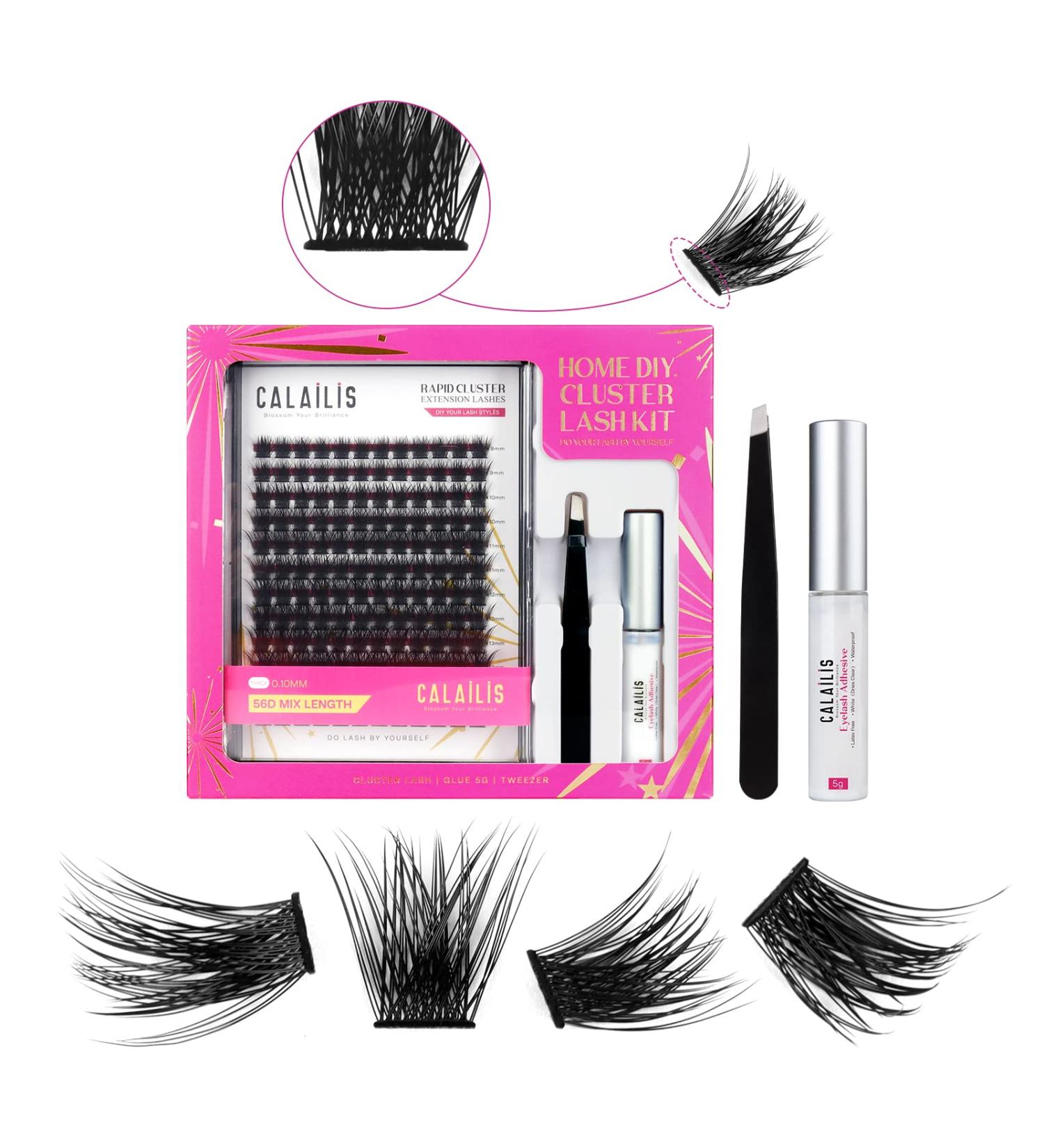 CALAILIS Naturals DIY Eyelash Extension Kit - 0.10mm 56 Roots, Glue, Tweezers - Individual Lashes Home Extension Set - Buy Online on GoSupps.com