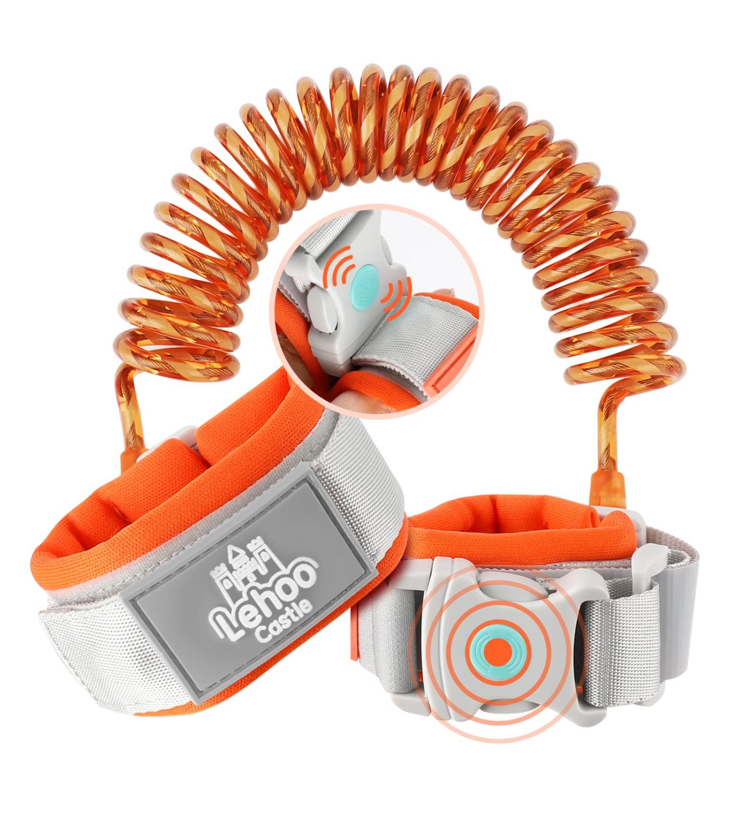 Lehoo Castle Toddler Rein for Walking 1.5M Wrist Reins with Induction Lock - Anti Lost Wrist Link for Toddlers - Orange - Buy Online on GoSupps.com