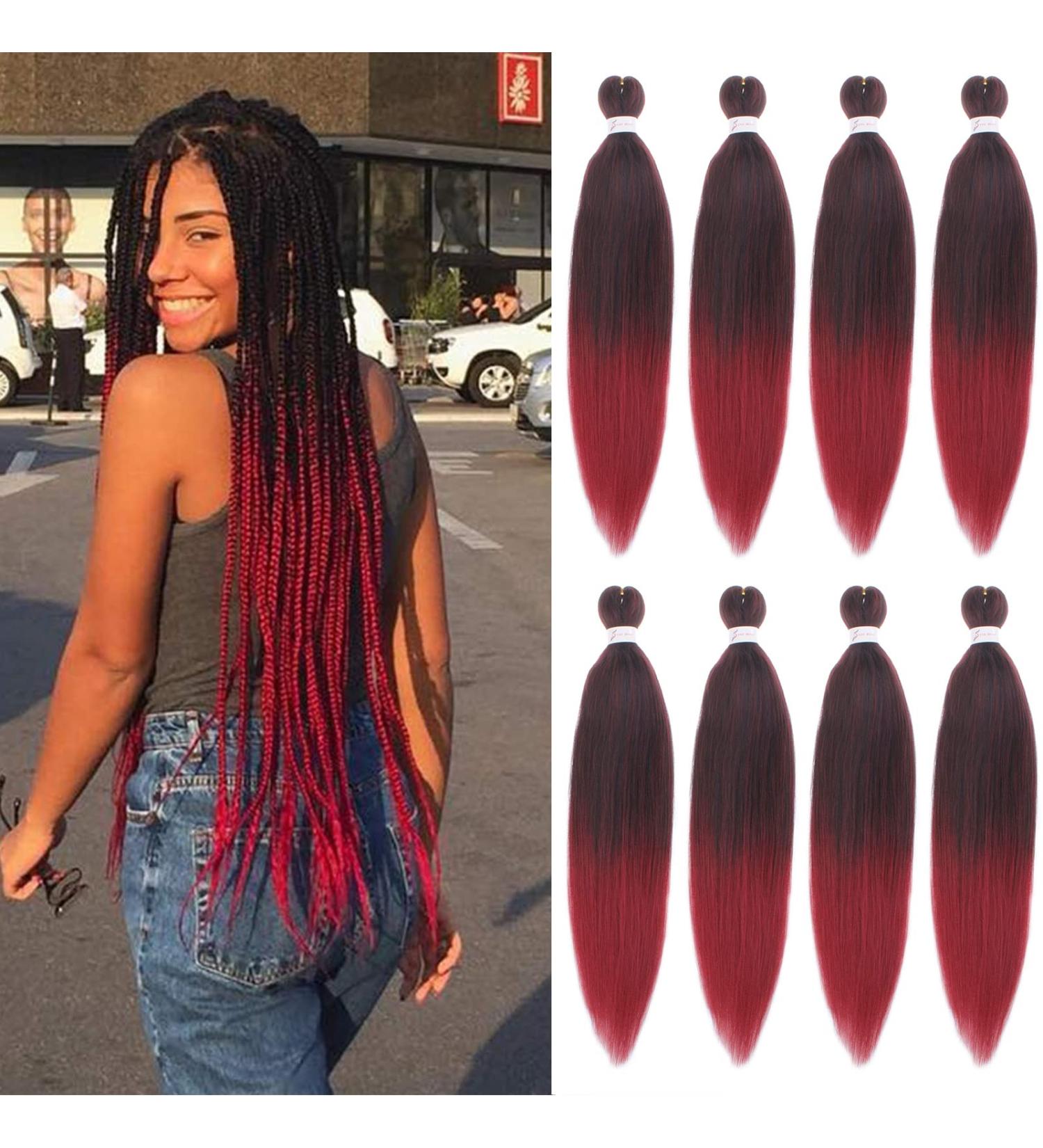 Xtrend 30 Inch EZ Braids 8Packs Ombre Bungundy Pre-Stretched Easy Braiding Hair Extensions Itch Free Hot Water Setting Synthetic Fiber Hair Extensions 1B900# 30 Inch (Pack of 8) 1B900# - Buy Online on GoSupps.com