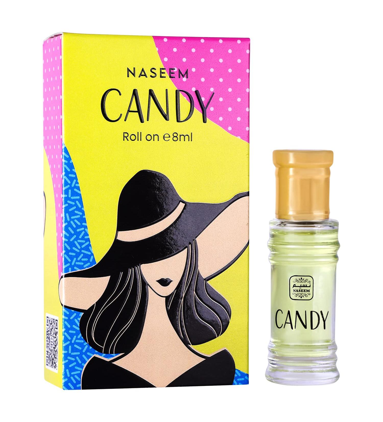 NASEEM Candy Perfume Oil Roll On Alcohol Free with composition of Floral Fruity Musky Rollerball Long Lasting Arabian Fragrance Oil for Women 0.27 Fl Oz