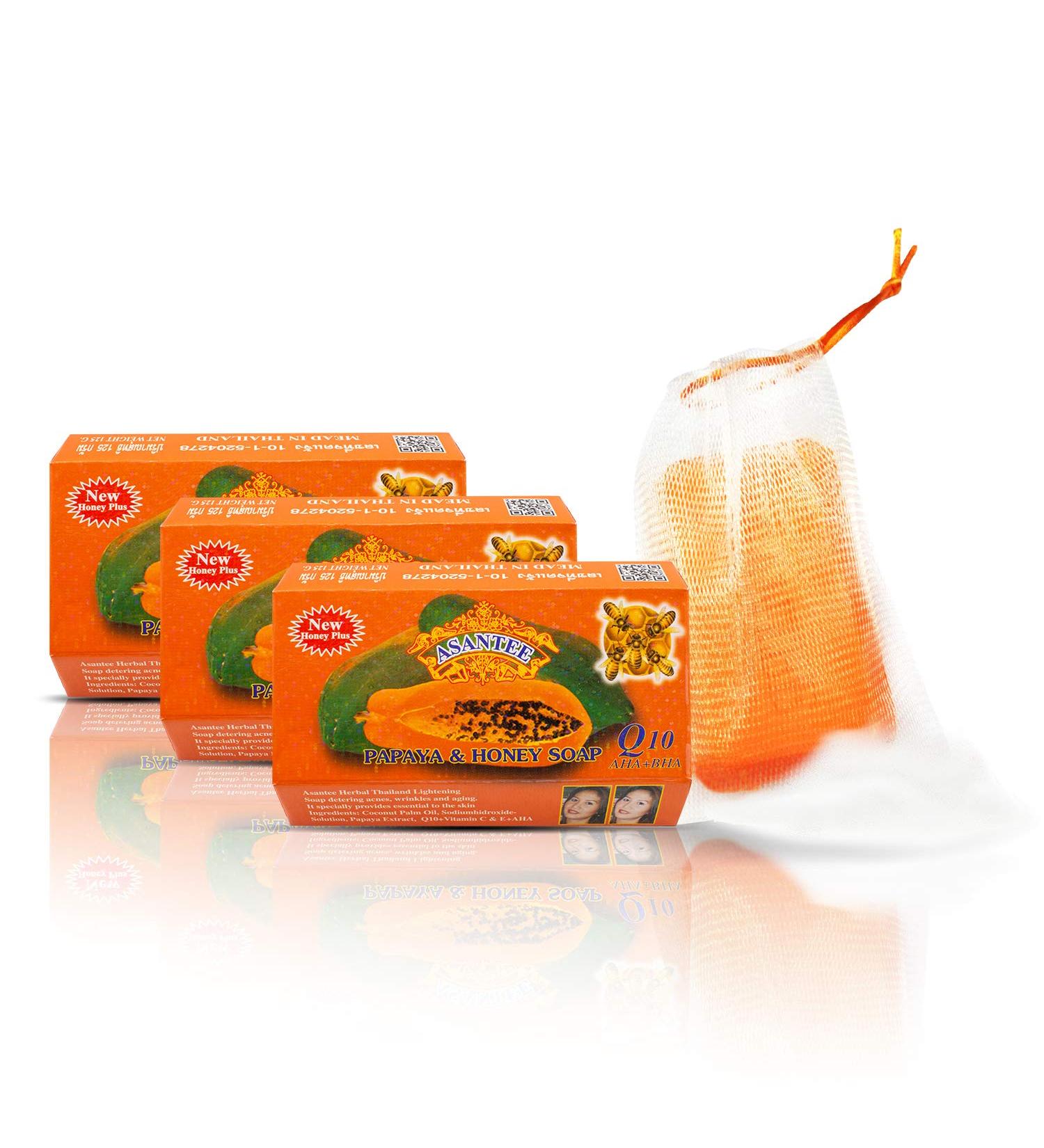 Buy Asantee Papaya & Honey Soap 125g - Pack of 3 | Exfoliating and Moisturizing Soap - Buy Online on GoSupps.com