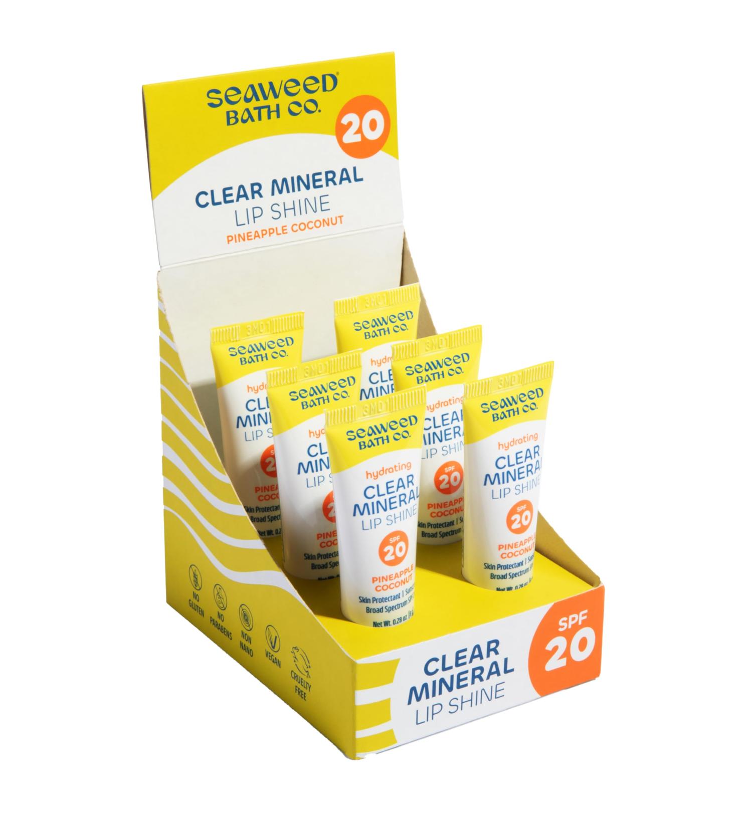Seaweed Bath Co. Hydrating Clear Mineral Lip Shine SPF 20 - Zinc Oxide Lip Balm 6 Pack for Moisturizing Dry & Chapped Lips - Buy Online on GoSupps.com
