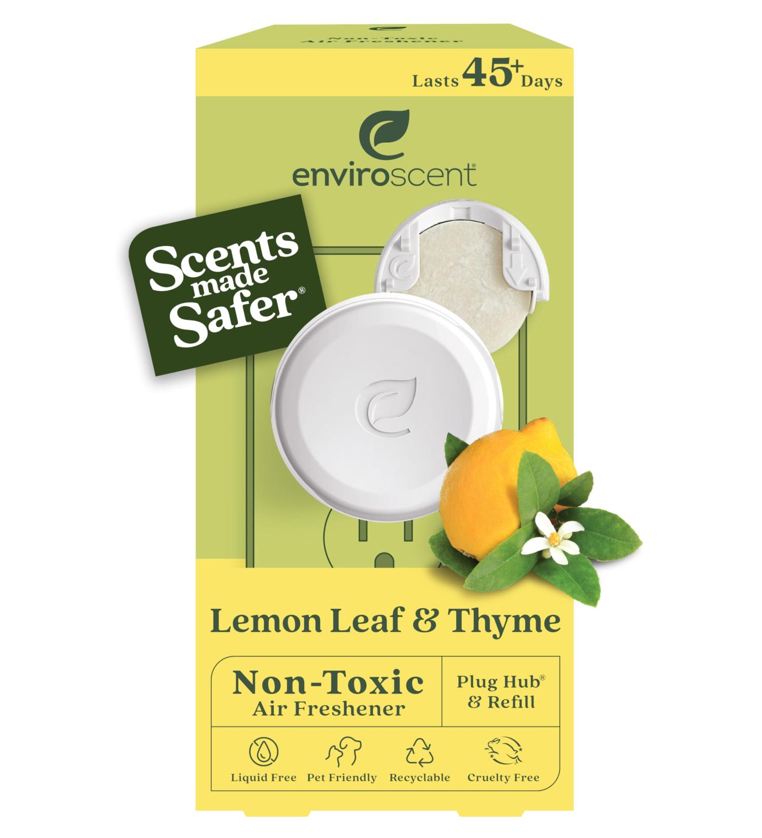 Enviroscent Non-Toxic Air Freshener - Lemon Leaf & Thyme Plug-In | 45+ Days of Home Fragrance | Refillable Essential Oil Set - Buy Online on GoSupps.com