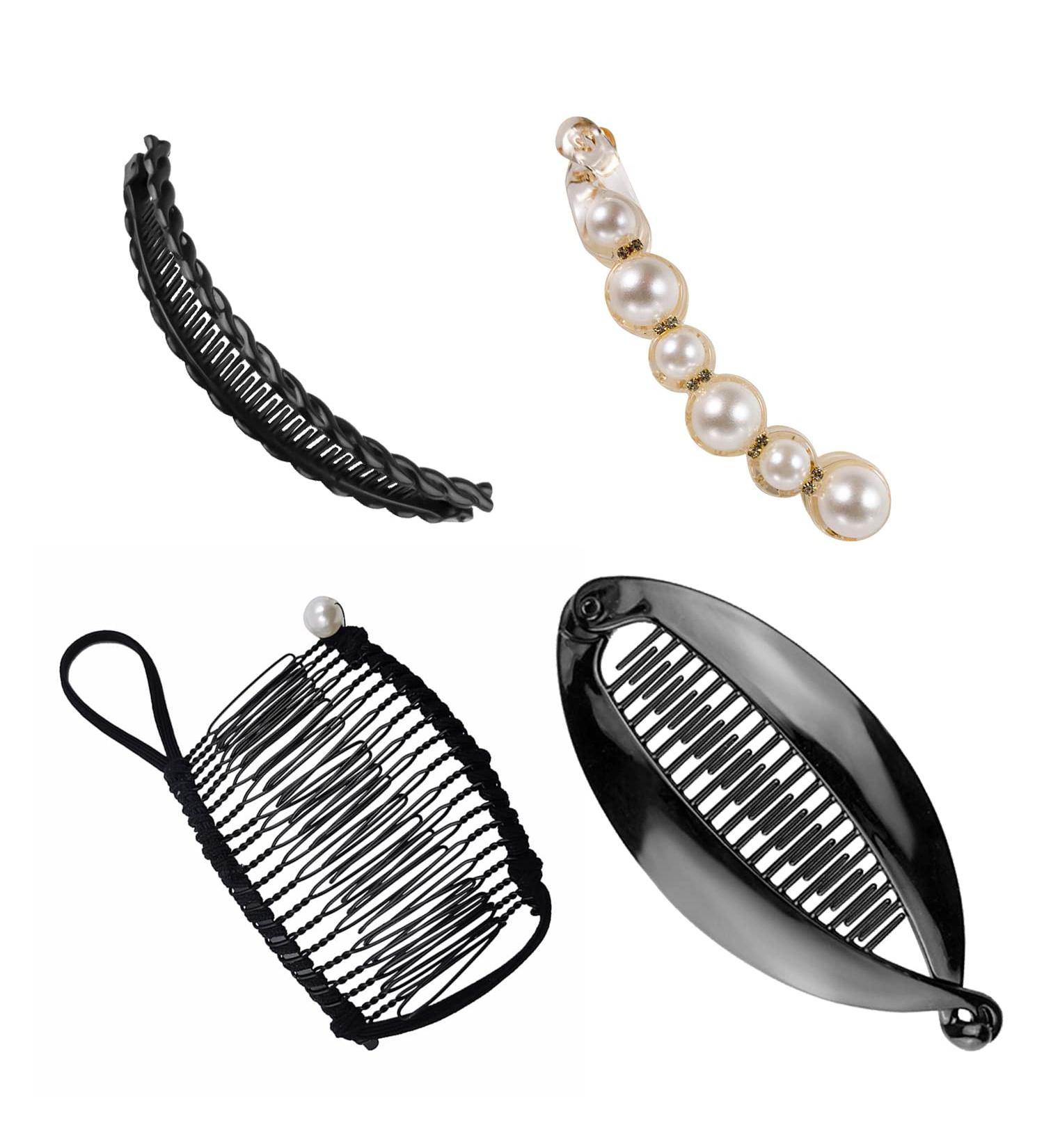 4 Pieces Banana Hair Clips Double Comb Banana Clips Fishtail Banana Clips Pearl Banana Clips Clincher Combs Banana Clips Vintage Hair Clip Accessories Headwear DIY Hairstyles for Thick Hair. - Buy Online on GoSupps.com