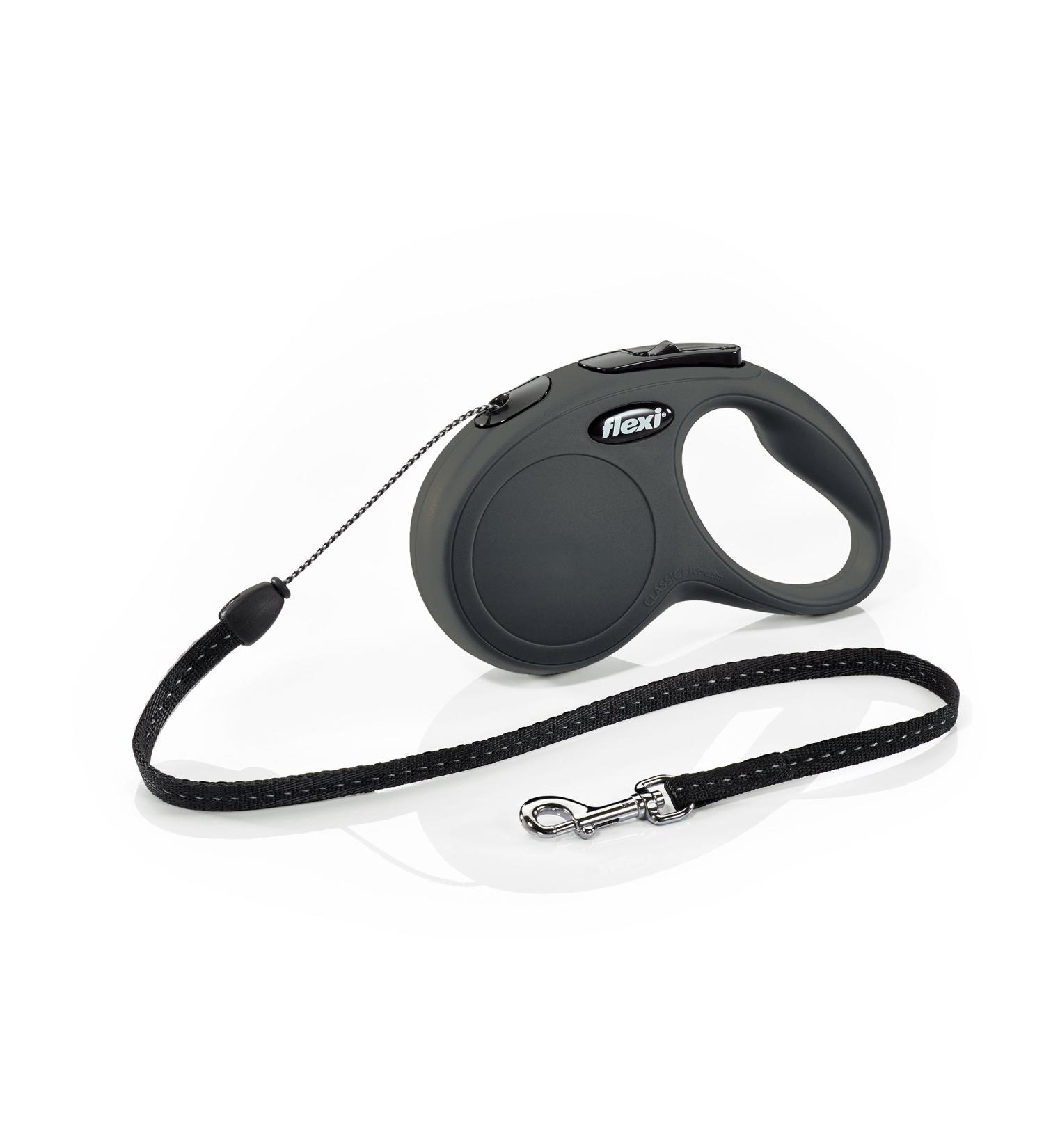 Flexi New Classic Black Cord Leash - 16 Feet Small Size | Durable & Stylish Pet Leash for International Shipping - Buy Online on GoSupps.com