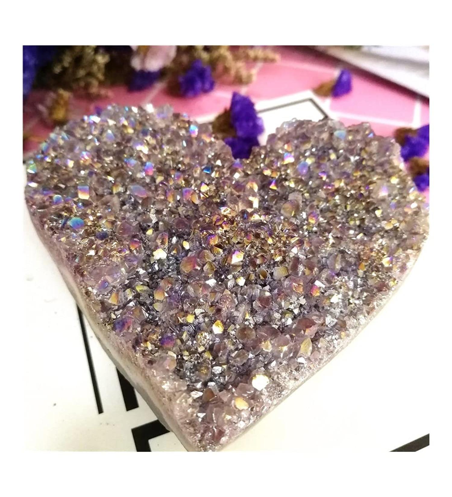 Natural Crystal Rough Amethyst Geode Heart Stones Crystal Crystals Stones Titanium Rainbow Aura Amethyst Cluster Angel Aura Quartz (Size : 70-80g) - Buy Online on GoSupps.com