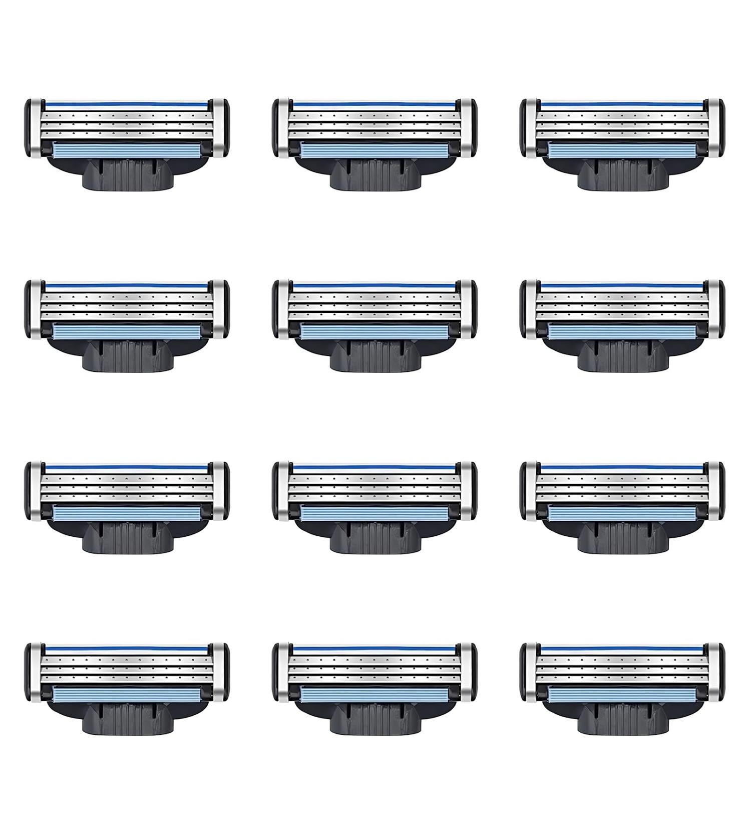 Buy Razor Blades for Men | 12 Triple Blade Refill - Anti-Clog Design for Wet Razors - Buy Online on GoSupps.com