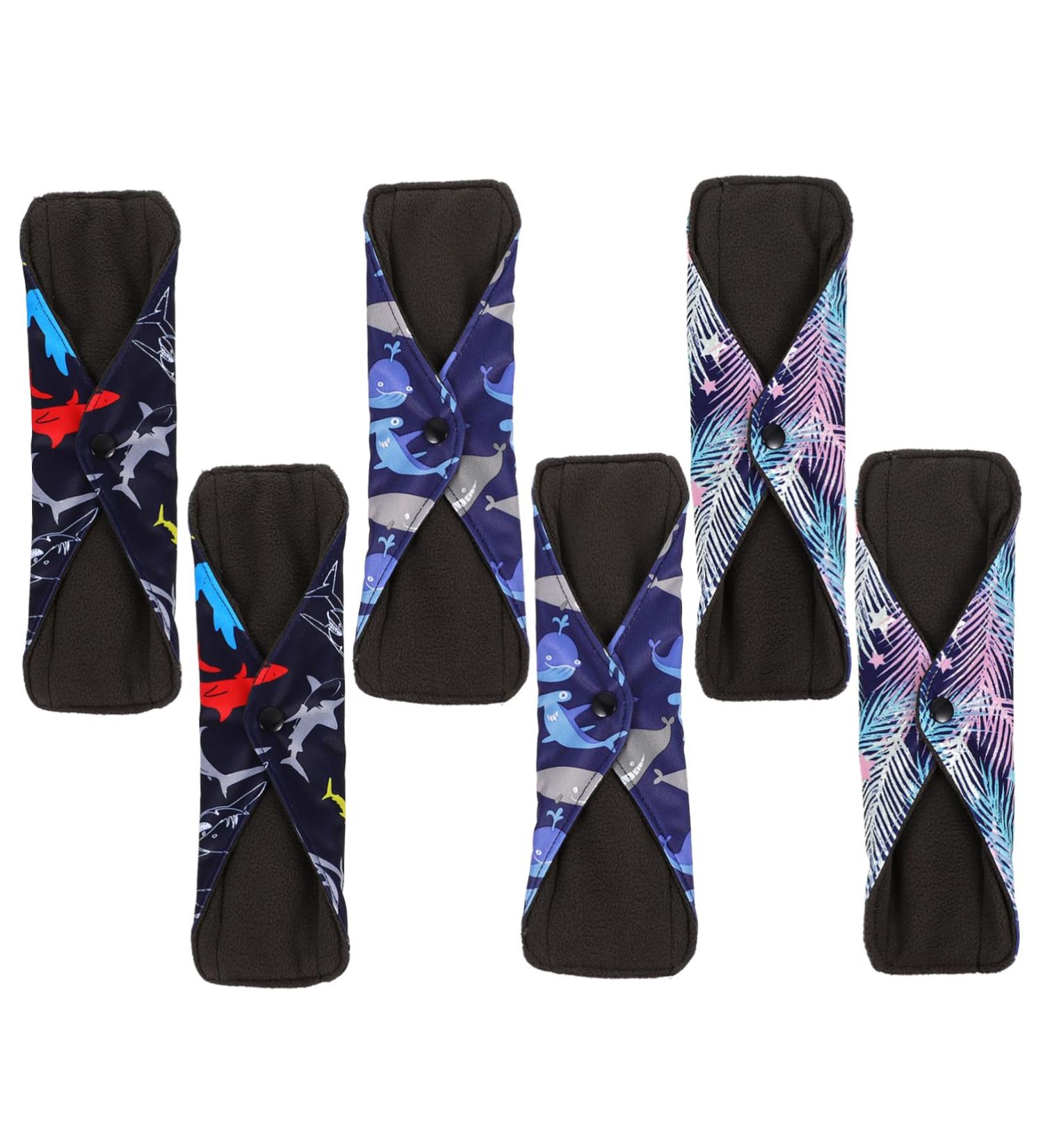 Washable Cloth Pads 6pcs Set for Women - Reusable Bamboo Charcoal Period Pads - Buy Online on GoSupps.com
