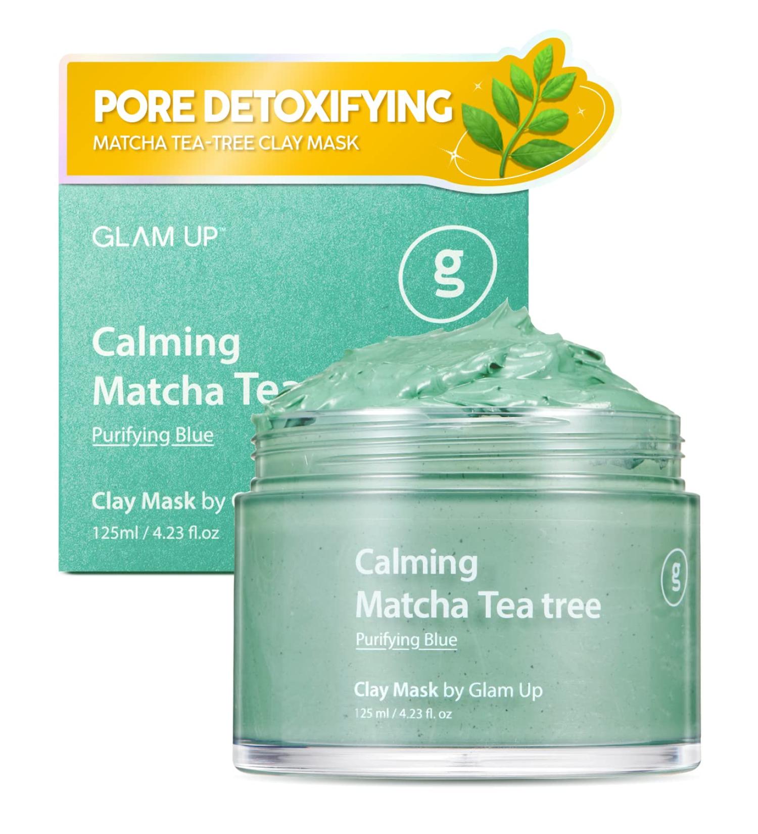 Glam Up Calming Matcha Tea Tree Clay Mask - Vegan Face Mask for Acne Treatment, Deep Cleansing & Gentle Exfoliation - 125ml - Buy Online on GoSupps.com