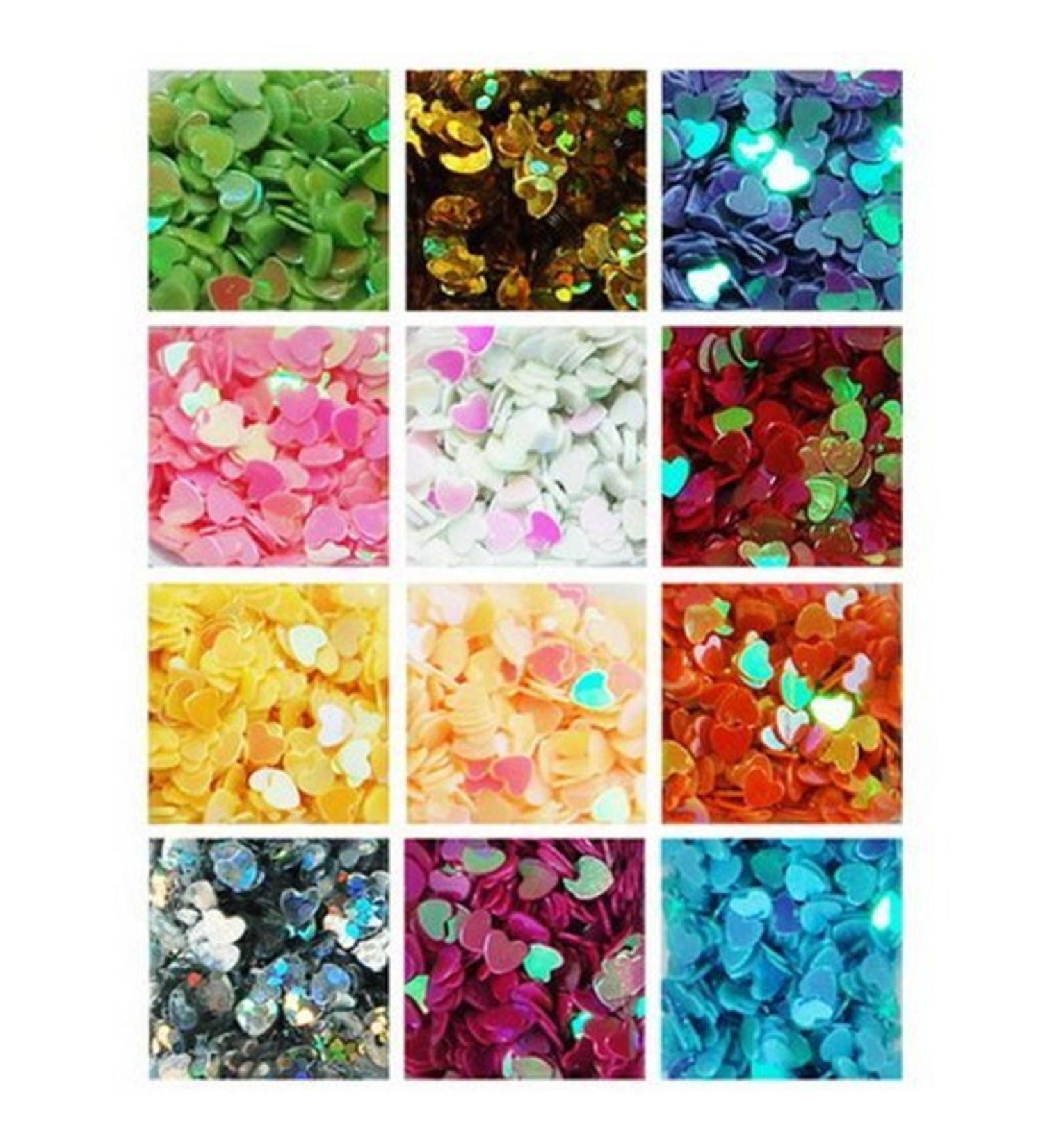 Demarkt 12 color full heart shaped sequins nail design glitter nail art