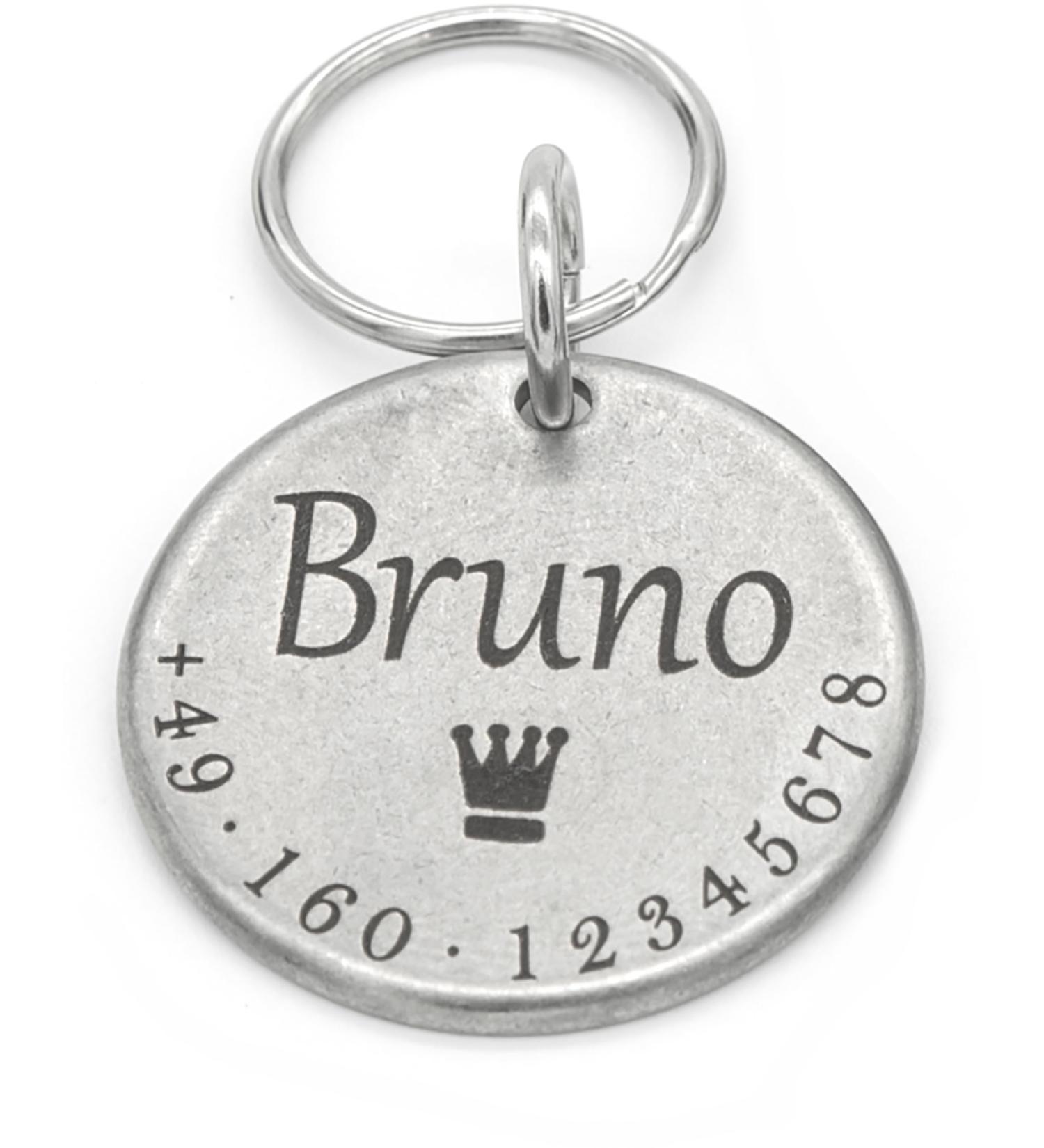 Paws & Peewee's Personalized Engraved Dog & Cat Collar Tag | Custom Name Symbol & Phone Number | 33mm Silver Matte - Buy Online on GoSupps.com