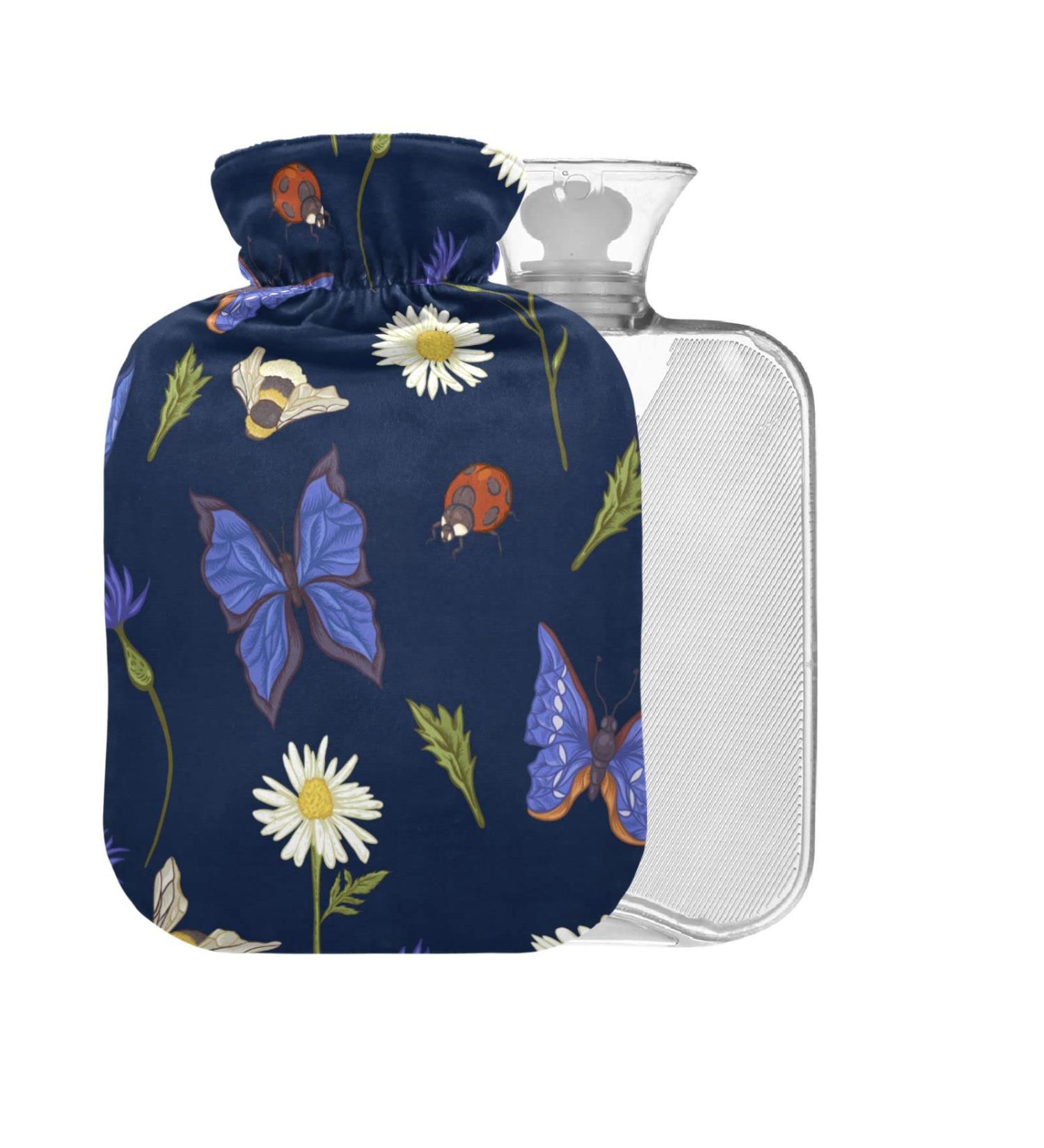 BPA-Free Hot Water Bottle with Daisies Bees & Butterflies - 2L Pain Relief & Heat Cold Therapy - Buy Online on GoSupps.com