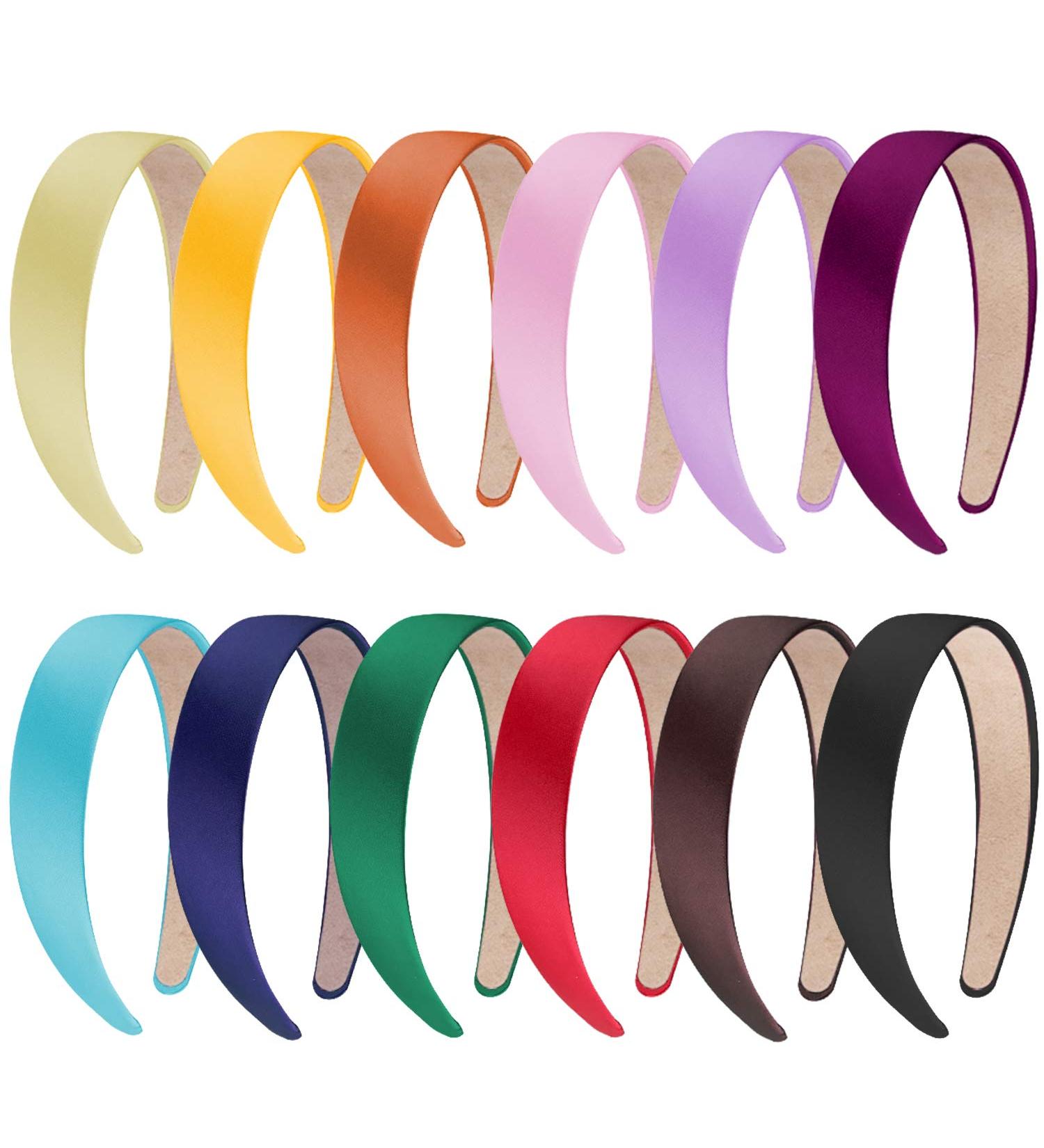 SIQUK 12 Piece Satin Wide Headbands for Women & Girls - Multicolored Fashion Accessories - Buy Online on GoSupps.com