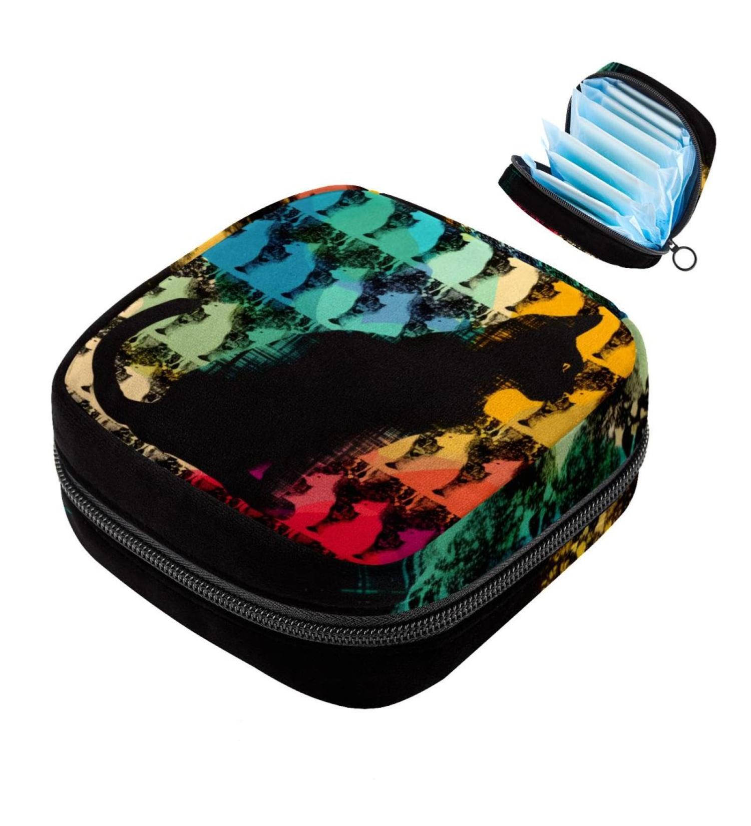 MuooouM Cat Silhouette Storage Bag for Women - Portable Menstrual Cup & Bandage Organizer 4.7x6.6 in - Perfect for Teens & Girls - Buy Online on GoSupps.com