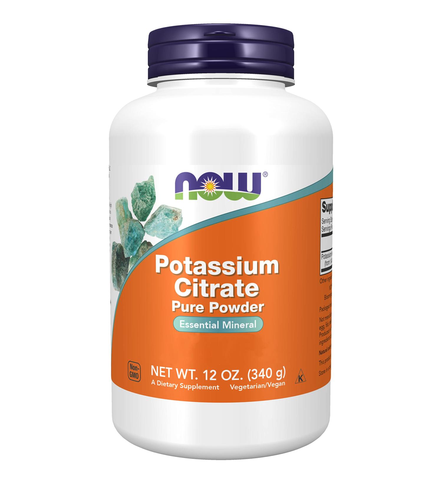 Now Foods Potassium Citrate 340g Vegan Powder - Lab-Tested Minerals - Gluten Free, Soy Free, Vegetarian - Buy Online on GoSupps.com