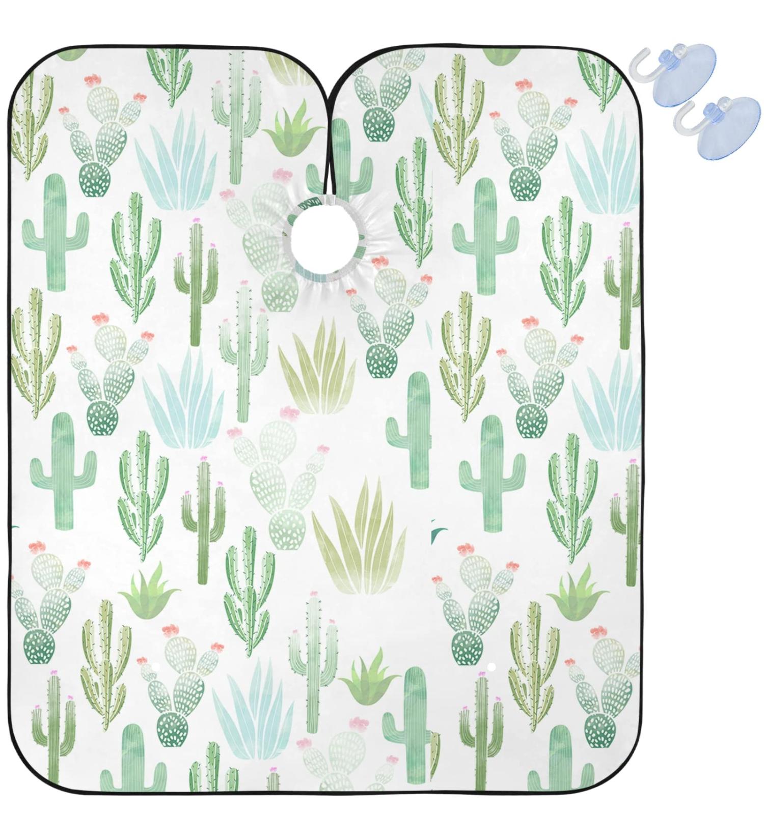 visesunny Barber Cape Green Cactus Polyester Hair Cutting Salon Cape Apron Anti-Static Haircut Water-Resistant Shaving Cloth Beard Shaving Bib Hairdressing Cape Multi Large - Buy Online on GoSupps.com