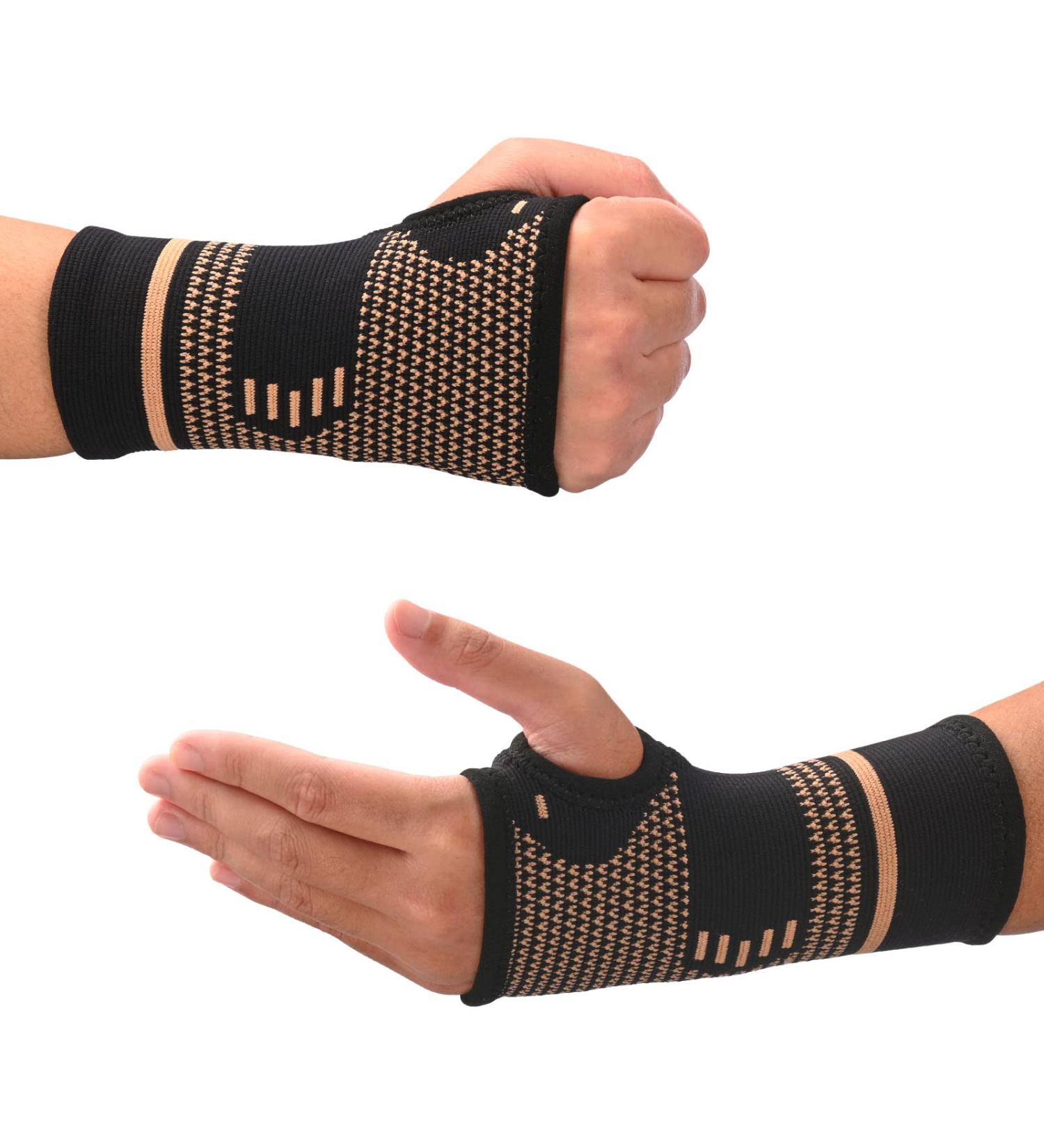Copper Wrist Compression Sleeves - Arthritis, Tendonitis, Carpal Tunnel Support for Women and Men - Breathable & Comfortable (Medium, Black) - 2 Pack - Buy Online on GoSupps.com