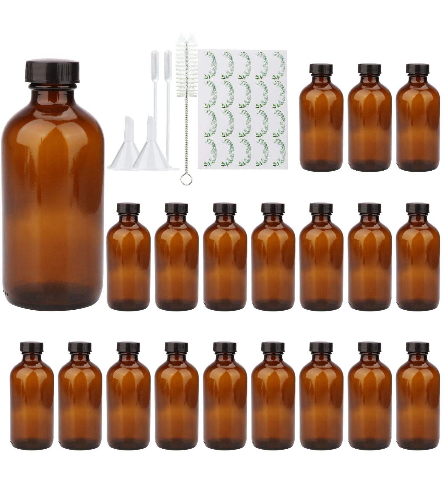 Lot de 20 bouteilles en verre transparent avec couvercle herm tique pour shampoing apr s-shampoing huiles essentielles Marron - Buy Online on GoSupps.com
