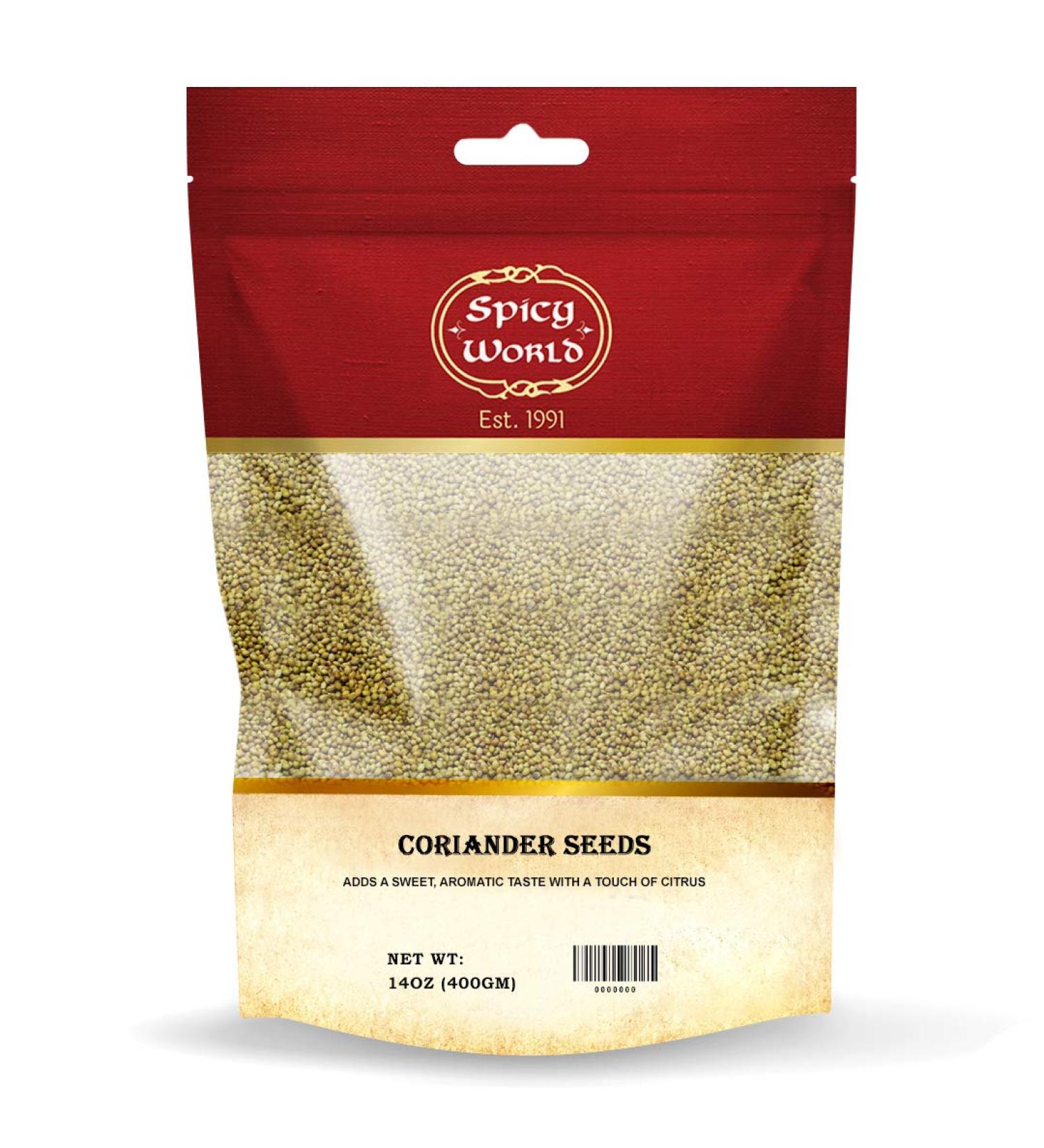 Spicy World Whole Coriander Seeds 400g / 14oz Indian Spice - All Natural Green