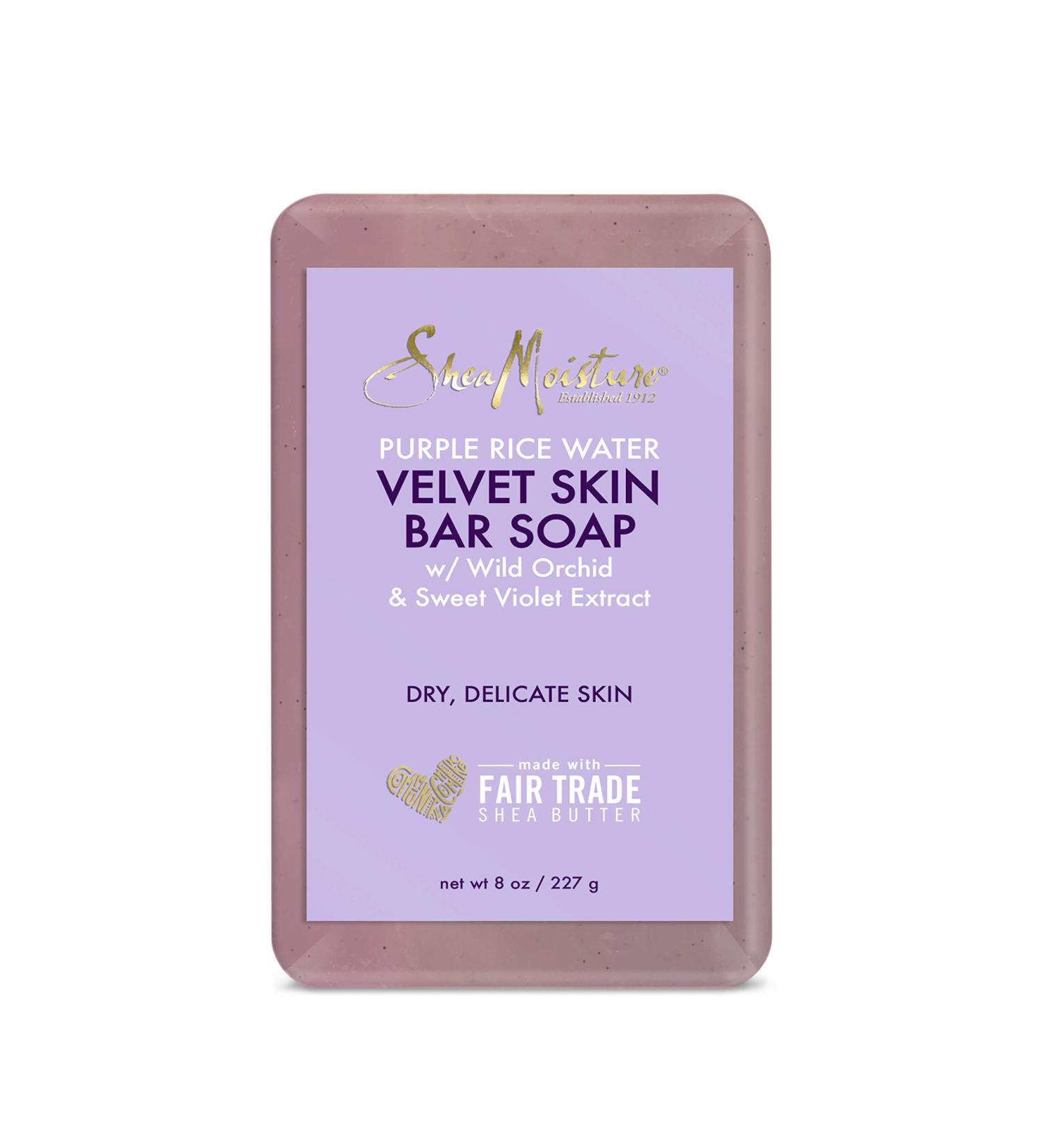 SheaMoisture Purple Rice Water Velvet Skin Bar Soap 8 oz - Nourishing & Hydrating - Buy Online on GoSupps.com