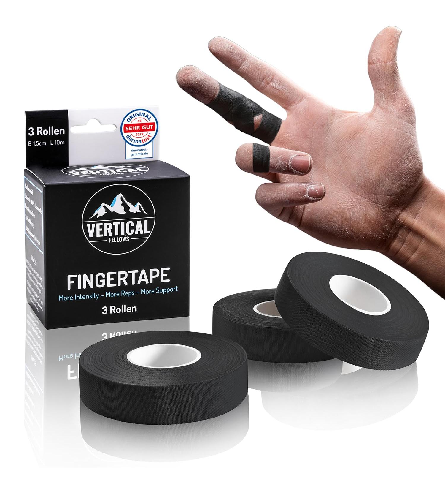 Vertical Fellows Climbing Tape - 1.5cm Wide 3 Rolls Black | Dermatologically Tested & Ideal for Bouldering Sports Handball & Martial Arts - PDF Tapan Line Included - Buy Online on GoSupps.com