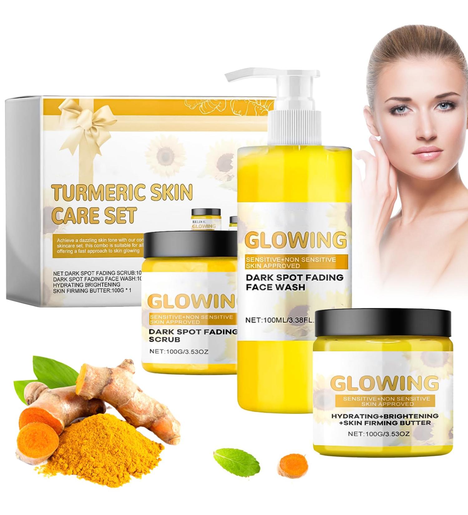 ThrivingAura Turmeric Glow Combo Skincare Set Turmeric Skin Care Kit Turmeric Face Wash Turmeric Face Cream Turmeric Glow Face Scrub Brightening Exfoliating Clearing Blackheads Naturally Moisturizing - Buy Online on GoSupps.com