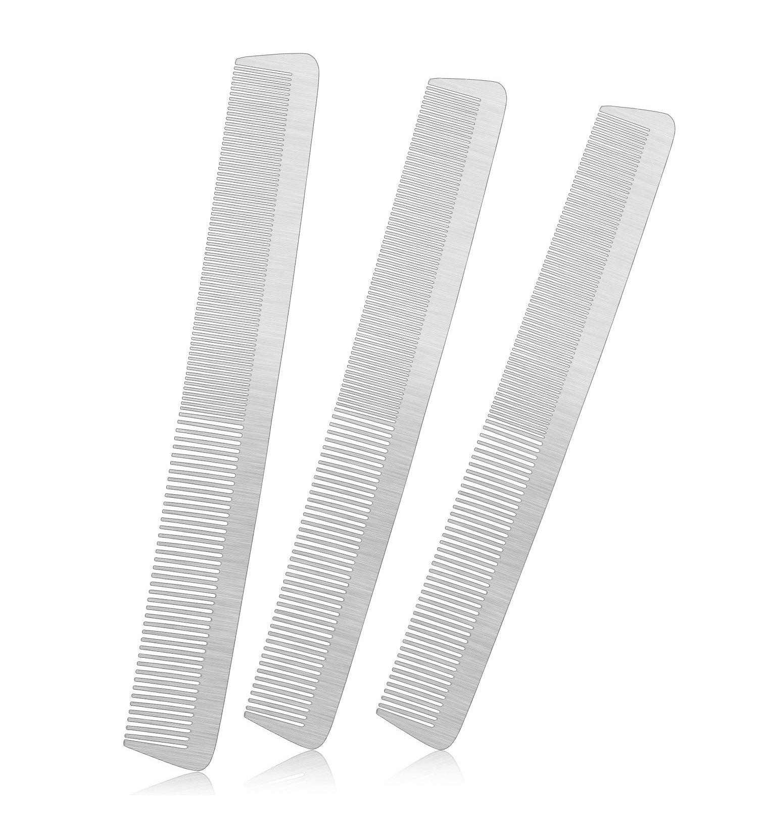 3-Piece Stainless Steel Barber Combs Set - Fine Cutting Comb for Salon Hair Styling | Men and Women - Buy Online on GoSupps.com