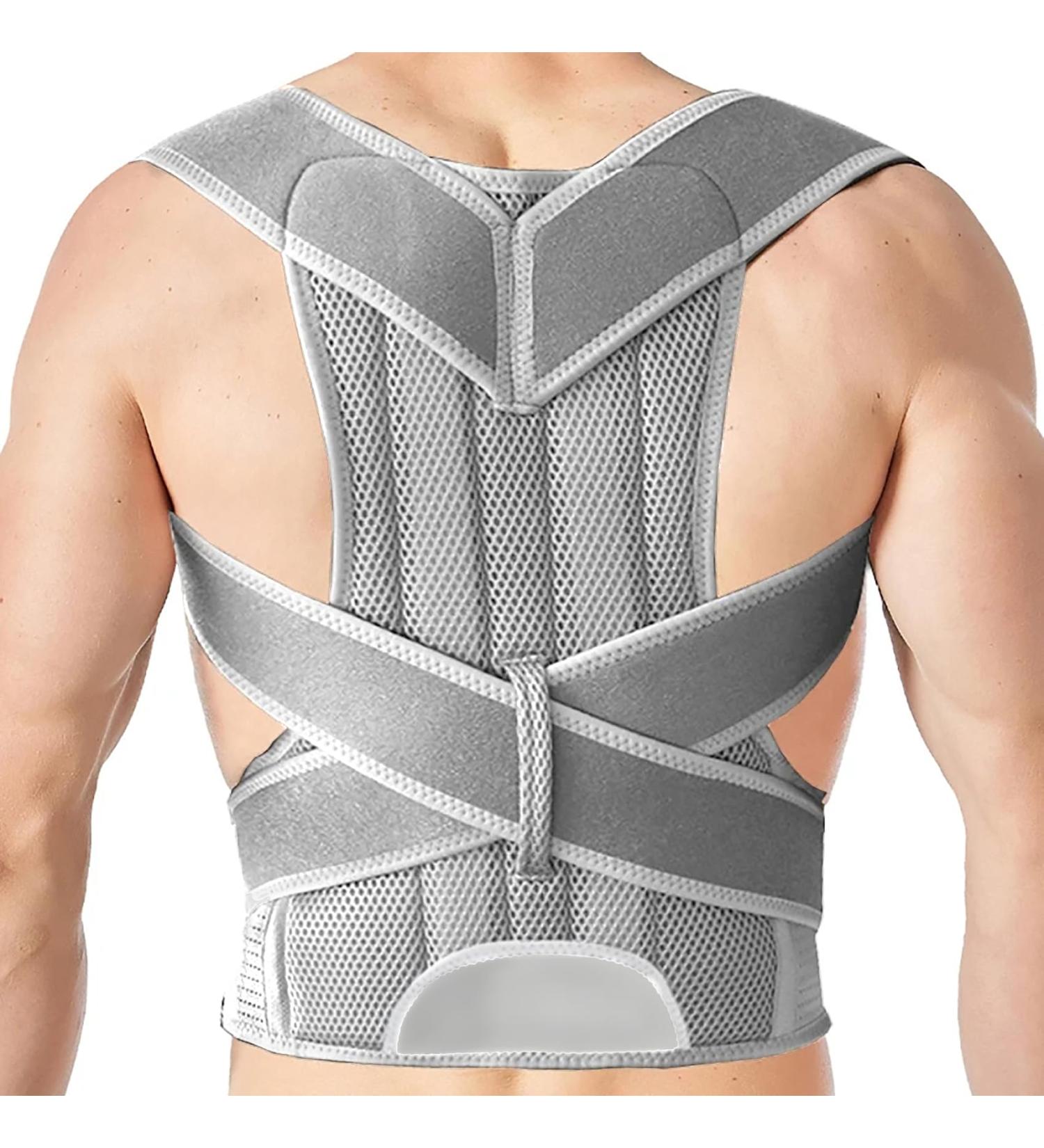 Keeda Adjustable Back Support Brace - Posture Corrector for Men & Women | Fully Straightening Grey Back Brace XXXXL - Buy Online on GoSupps.com