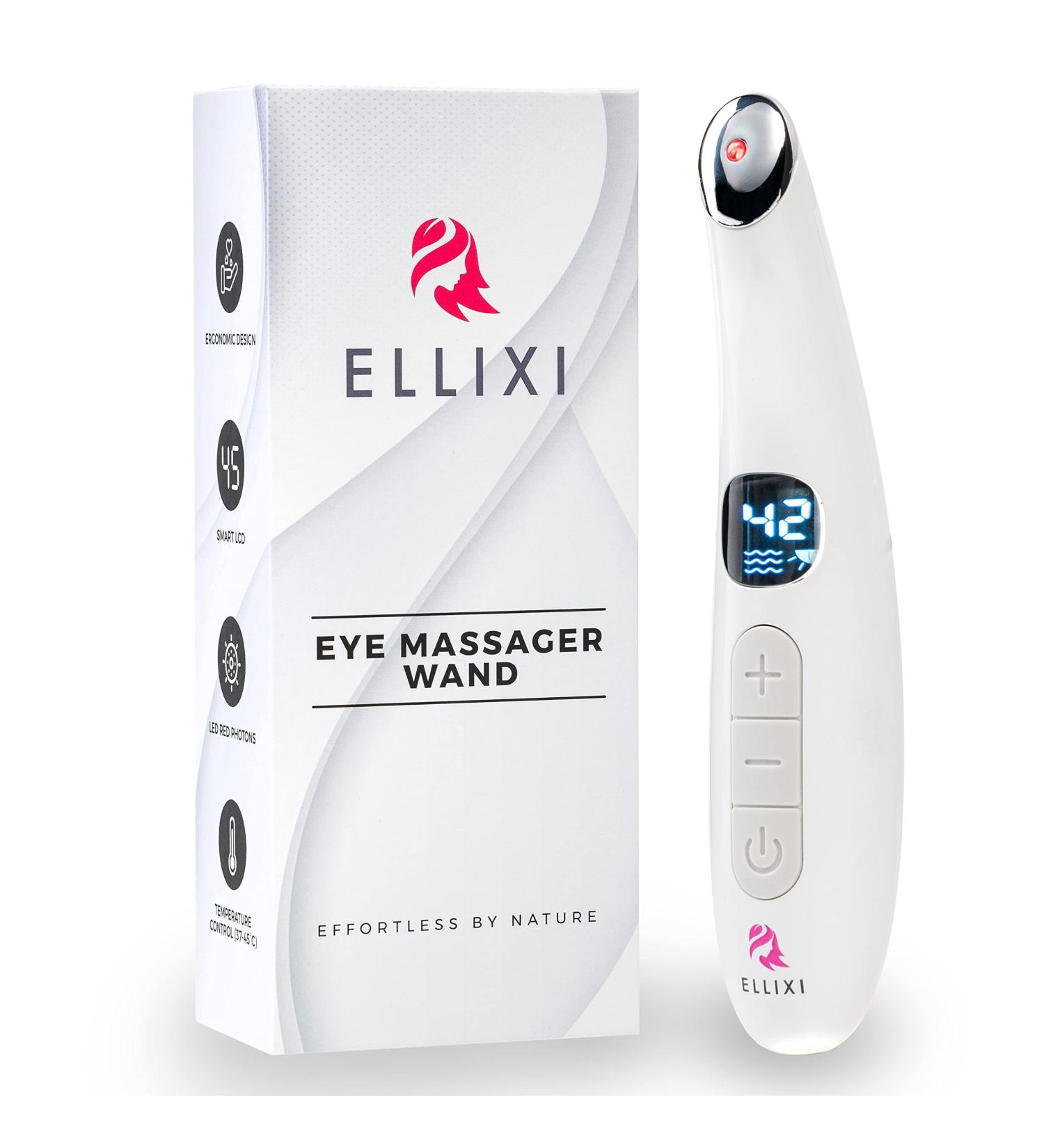 Ellixi 3-in-1 Vibrating Eye Massager Wand | Dark Circle & Puffiness Remover | Red Light Therapy for Cell Repair - Buy Online on GoSupps.com