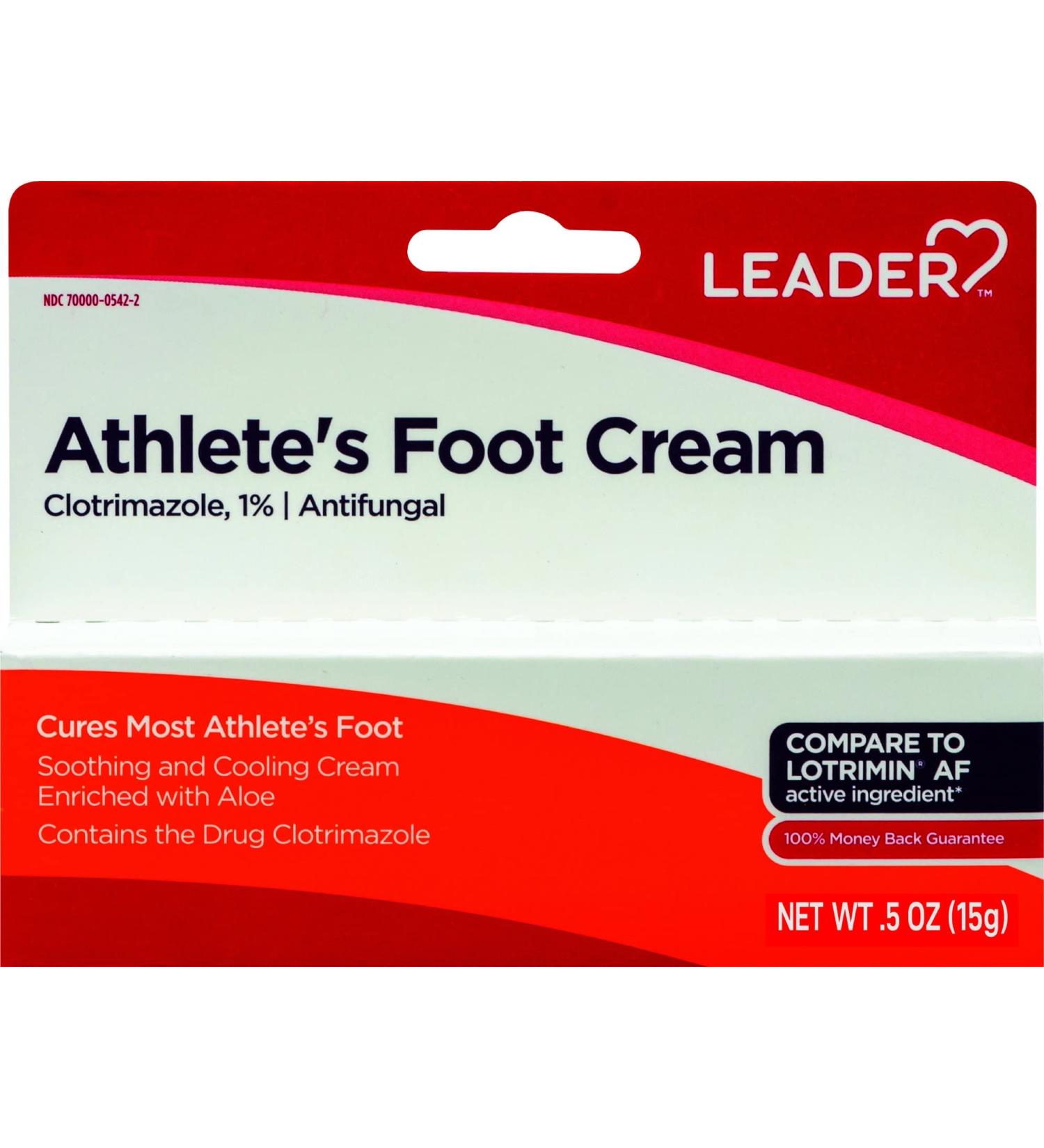 Leader Athlete's Foot Antifungal Cream Full Prescription Strength Clinically Proven Antifungal Treatment for AF Relieves Itching Burning Cracking and Scaling.5 oz Compare to Lotrimin AF 3 Pack