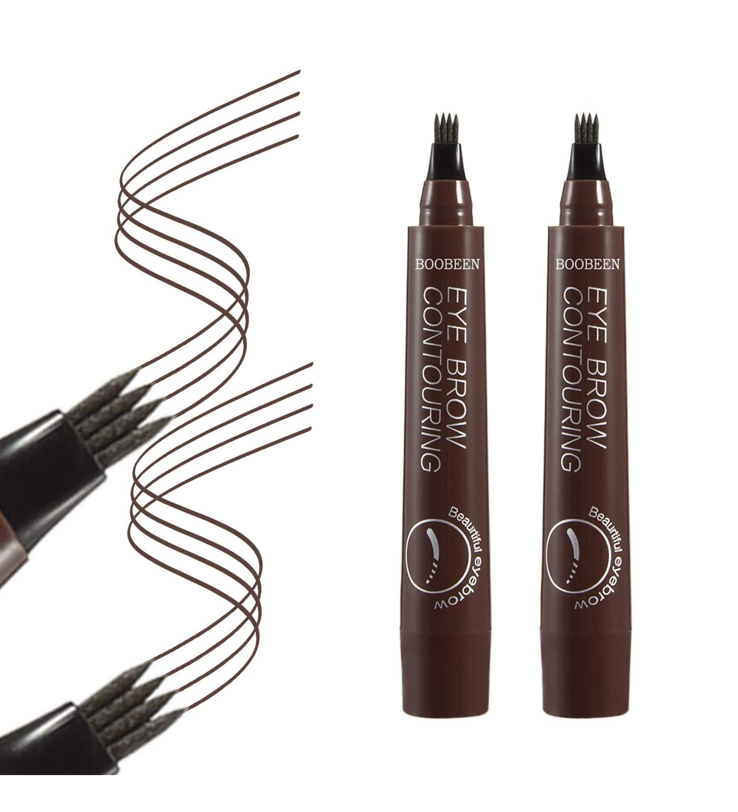 Boobeen 2Pcs Microblading Eyebrow Pencil - Waterproof Eyebrow Pen with a Micro-Fork Tip Applicator - Creates Natural Looking Brows Effortlessly Deep Brown*2 - Buy Online on GoSupps.com