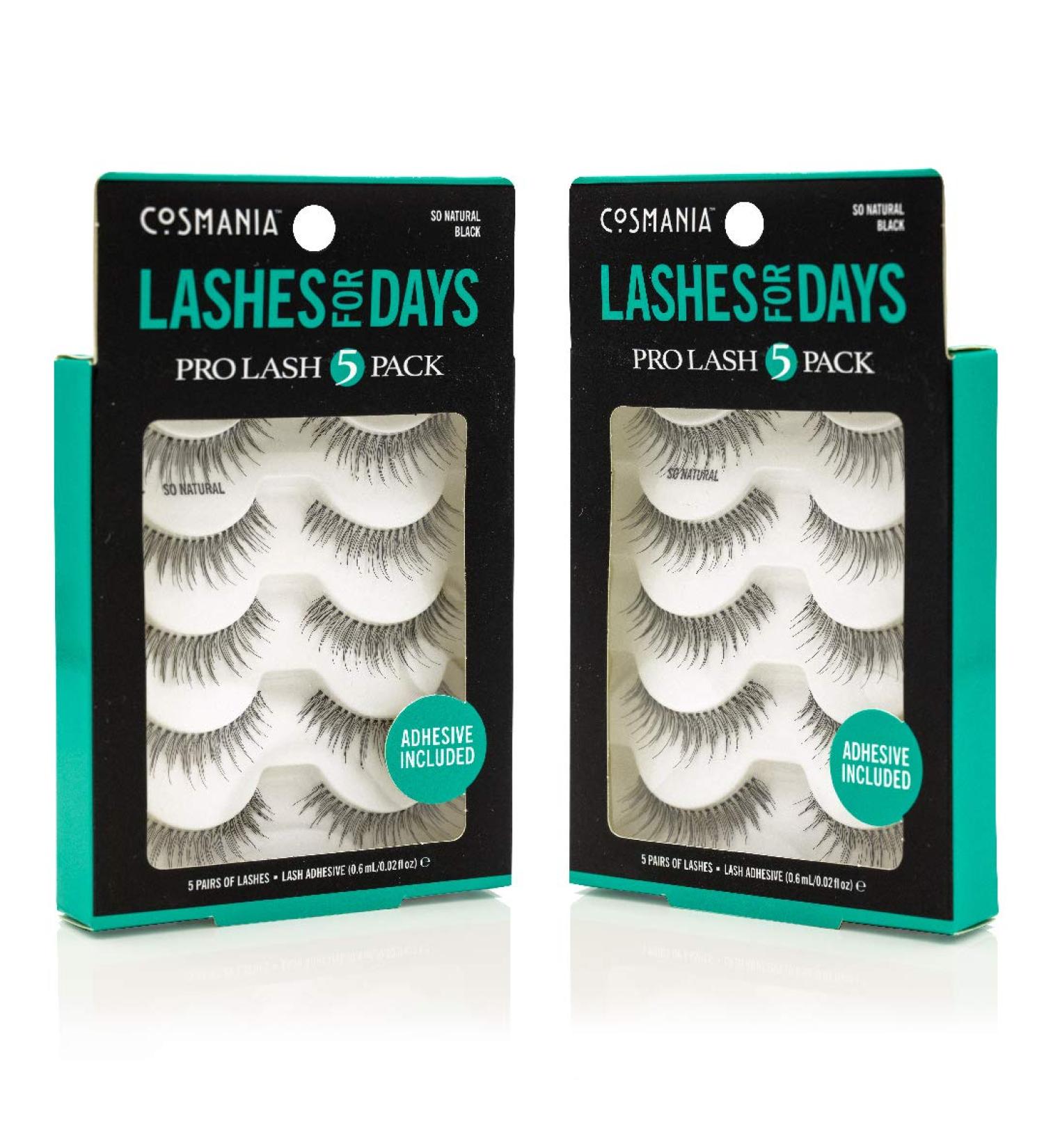 Cosmania Lashes for Days False Eyelashes (So Natural) - Fuller & Natural Looking | Easy to Apply | Cruelty Free - 5 Pack/2 Pair - Buy Online on GoSupps.com