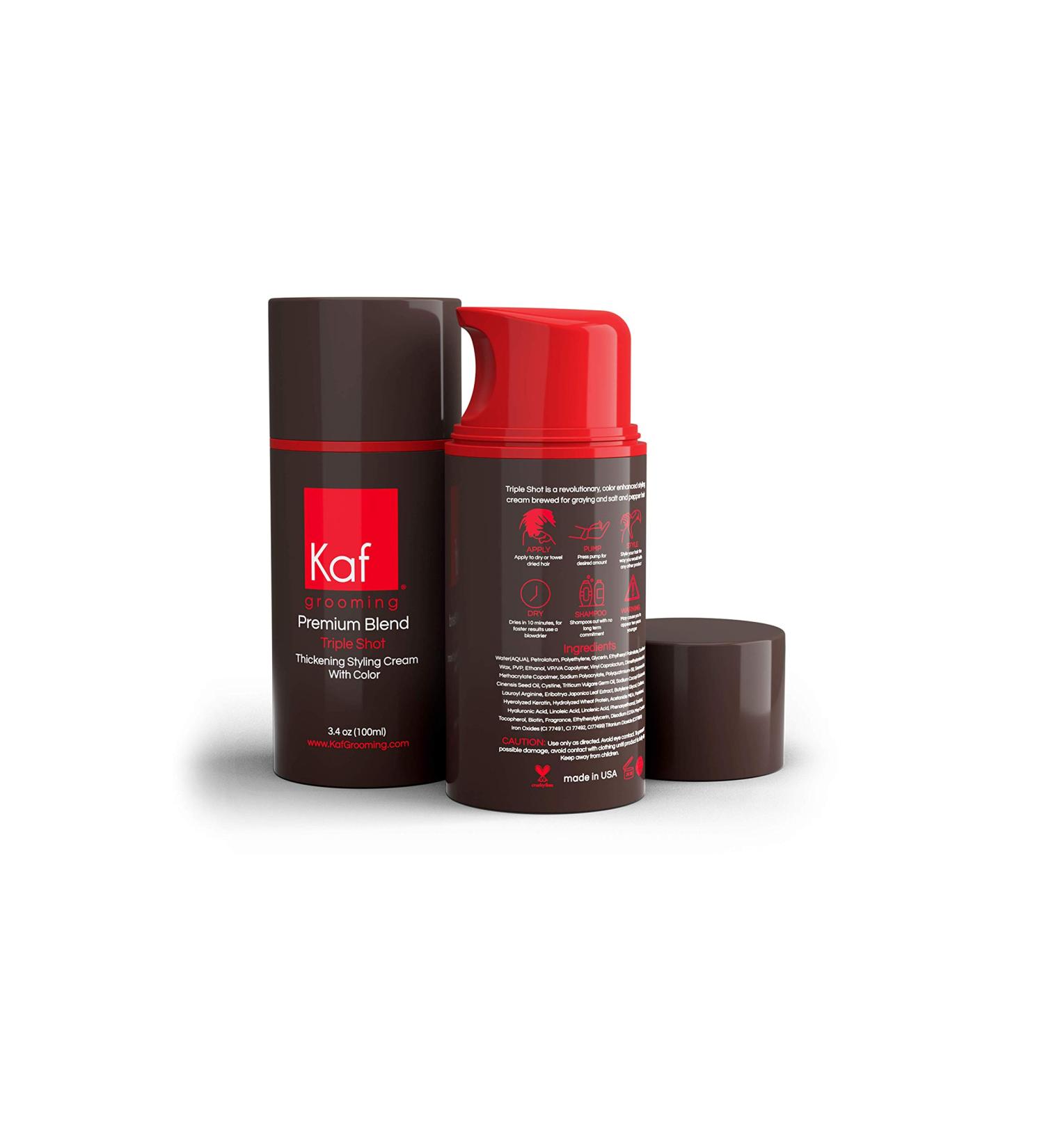 Kaf Grooming Dark Brown Hair Gel for Men - Natural Styling Cream to Darken Gray/White Hair, No Dyes, Temporary Color - Made in USA - Buy Online on GoSupps.com