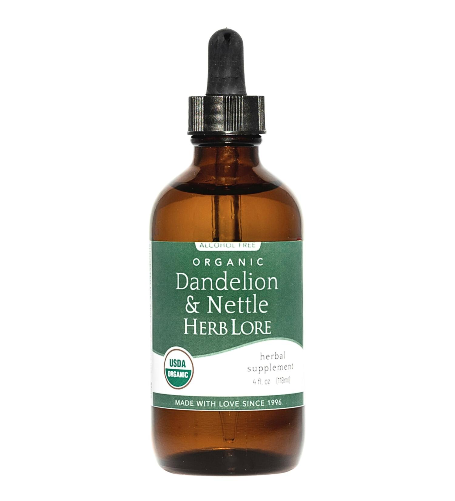 Herb Lore Organic Dandelion & Nettle Tincture - Liquid Dandelion Leaf & Stinging Nettle Leaf Extract Drops (4 fl oz) 4 Fl Oz (Pack of 1) - Buy Online on GoSupps.com