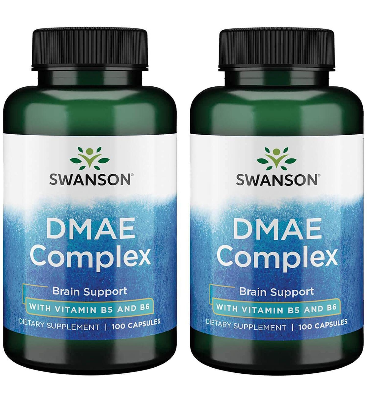 Swanson DMAE Complex 130mg - 100 Capsules (2 Pack) | Enhance Brain Health & Focus - Buy Internationally - Buy Online on GoSupps.com