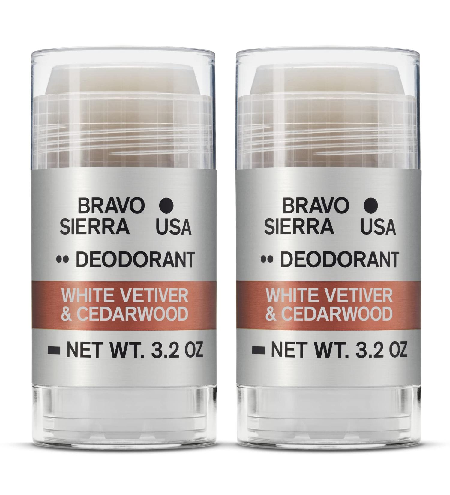 Aluminum-Free Deodorant for Men by Bravo Sierra 2-Pack-Contains Natural Ingredients Long Lasting All-Day Odor and Sweat Protection-White Vetiver & Cedarwood 3.2 oz-Paraben-Free Vegan & Cruelty-Free White Vetiver & Cedarwood 3.2 Ounce (Pack of 2) - Buy Online on GoSupps.com