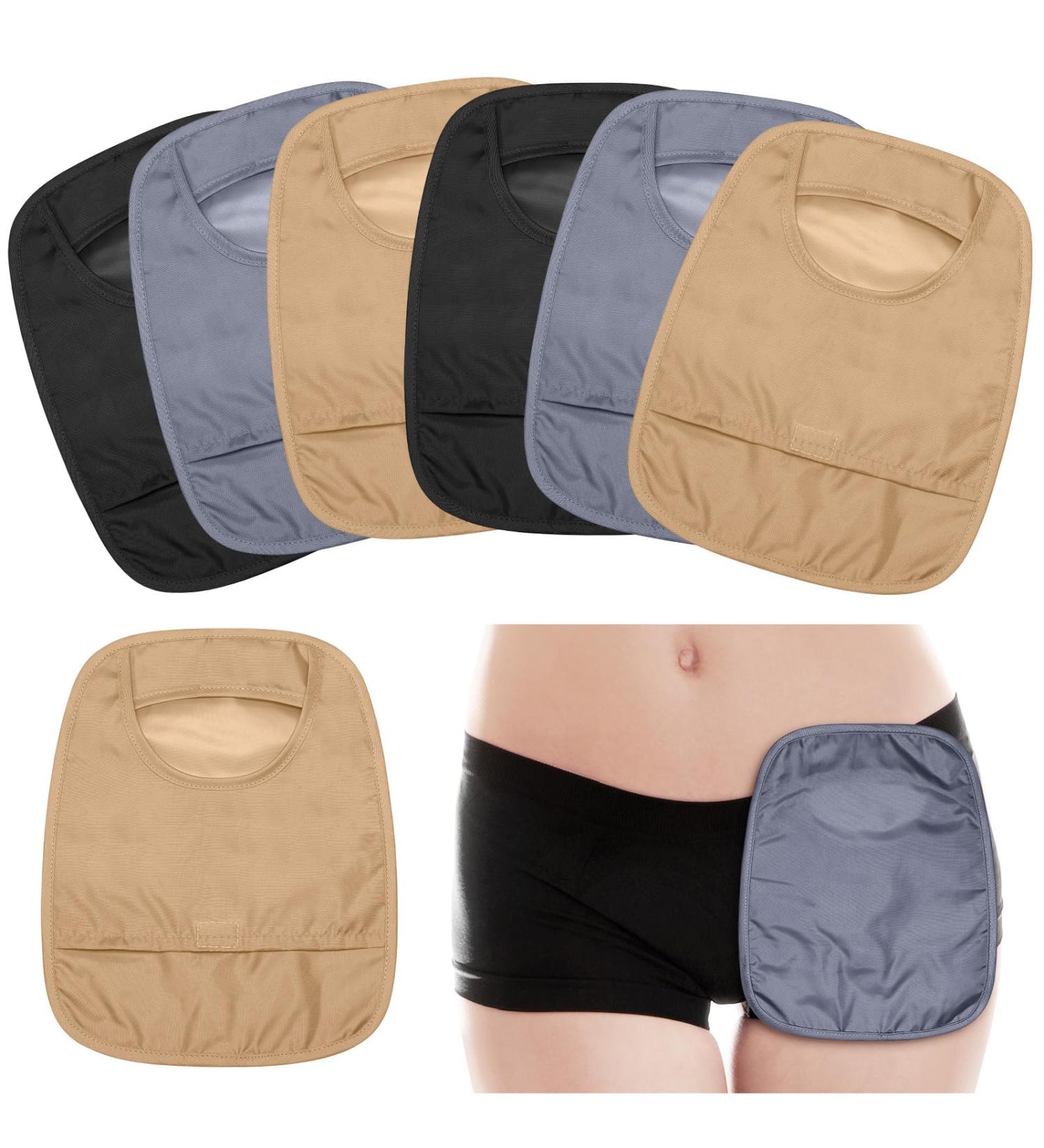 6 Waterproof Stoma Bag Covers - Stretchy Colostomy & Ileostomy Shower Pockets - Black Gray Nude - Buy Online on GoSupps.com