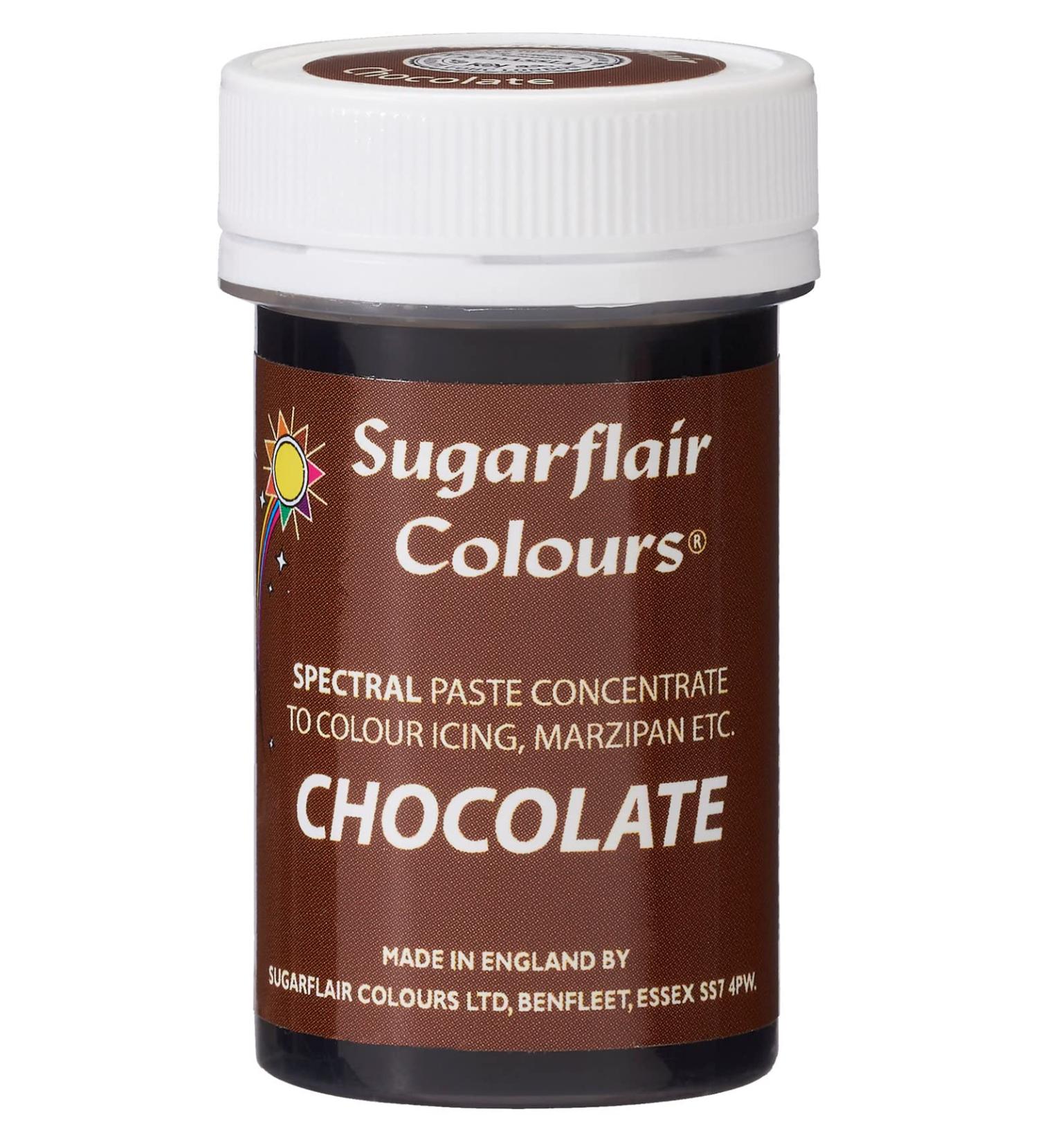 Sugarflair Chocolate Spectral Food Colouring Paste Highly Concentrated for Use with Sugar Pastes Buttercream Royal Icing or Cake Mix Vibrant Colour Dye - 25g