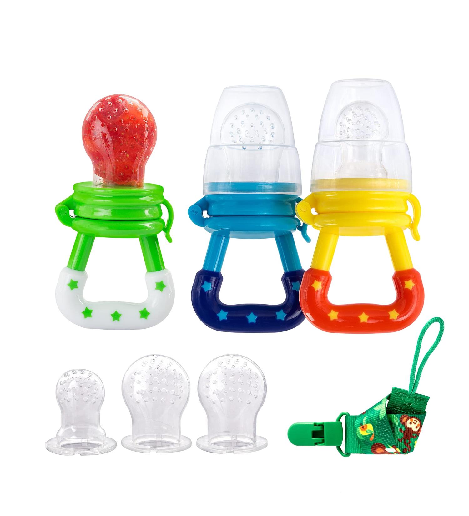 Baby Food Fruit Feeder Pacifier - Silicone Nipple Includes All The Sizes The Silicone Nipple Pouches Feeder Pacifier 6 Different Toy Teether in Appetite - Buy Online on GoSupps.com