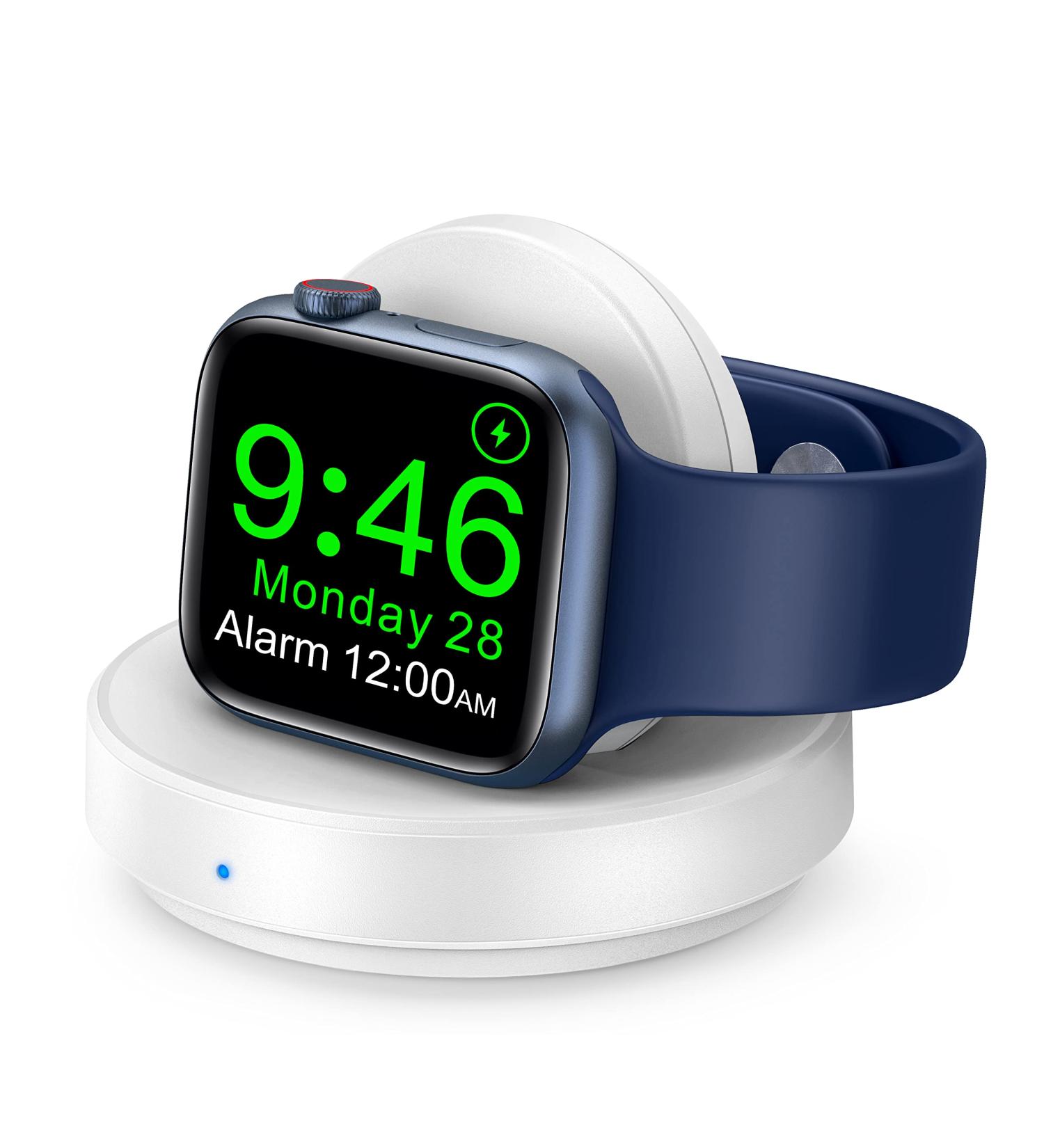 ZAPOGO Portable Magnetic Apple Watch Charger Stand - Wireless Fast Charging Dock with Nightstand Mode for Apple Watch Series 8/7/SE/6/5/4/3/2 - White - Buy Online on GoSupps.com