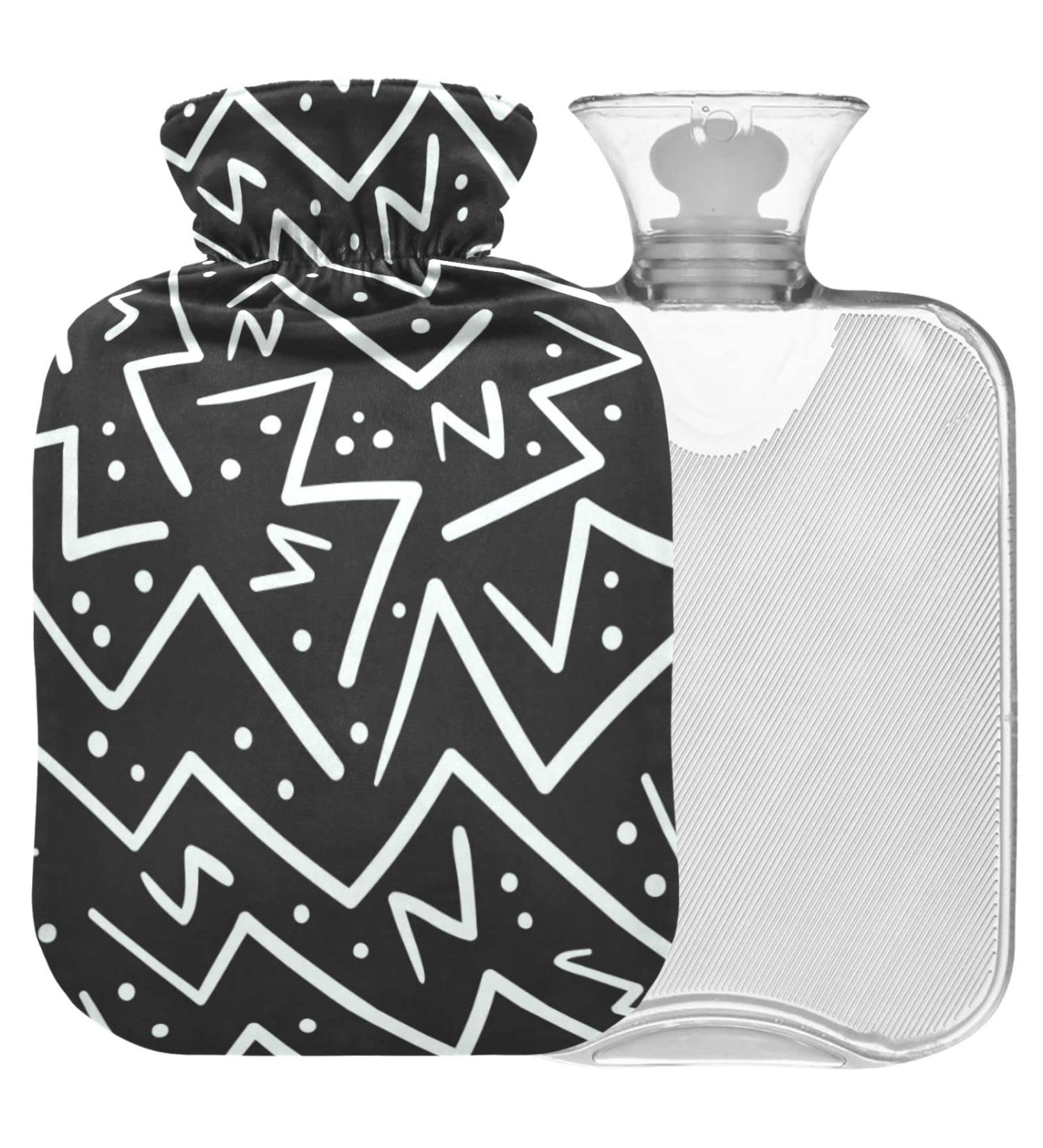Naanle Geometric Stripes Heat Bottle with Cover - 1L Transparent Hot Water Bottle for Bed Hand & Foot Warmer Pain Relief & Cold Therapy - Perfect Winter Comfort - Buy Online on GoSupps.com