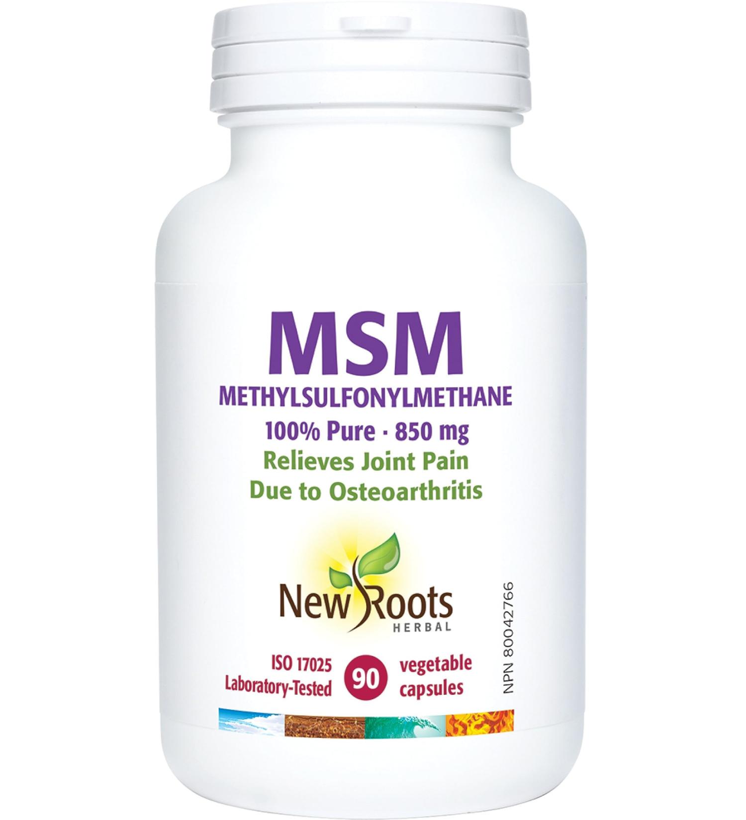 New Roots Herbal - MSM 850 mg 90 Capsules - Organic Methylsulfonylmethane - Premium Joint Supplement for Joint Pain Relief - MSM Supplement for Hair Skin Nails & Overall Wellness 90 count (Pack of 1) - Buy Online on GoSupps.com
