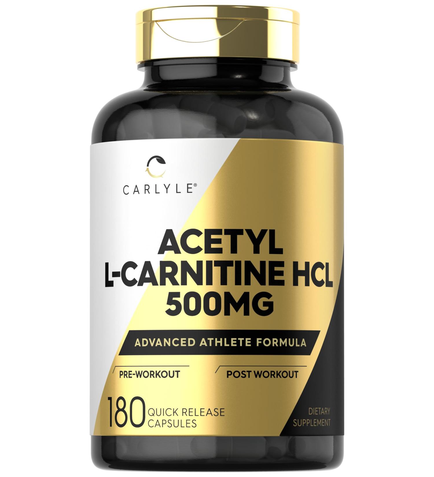 Carlyle Acetyl L-Carnitine HCL 500mg - 180 Count Non-GMO Gluten Free Supplement | International Shipping Available - Buy Online on GoSupps.com